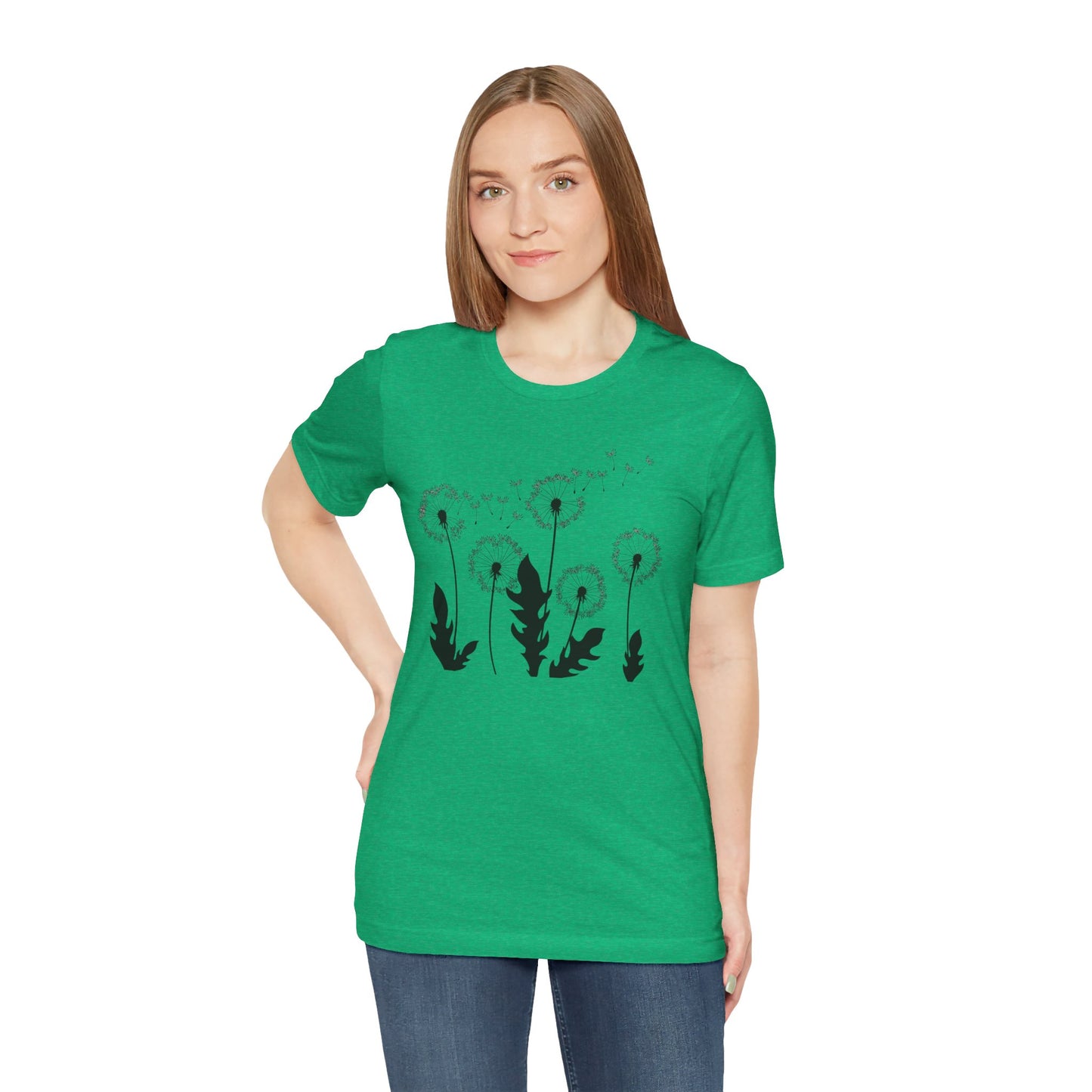 Dandelion Women's Crew Neckline Short Sleeve Tee, Summer Clothes Women, Short Sleeve Crew Neck T-Shirt for Summer, Women's Clothing, Women's Top for casual wear, Unisex, Men and Women Jersey Short Sleeve Tee.