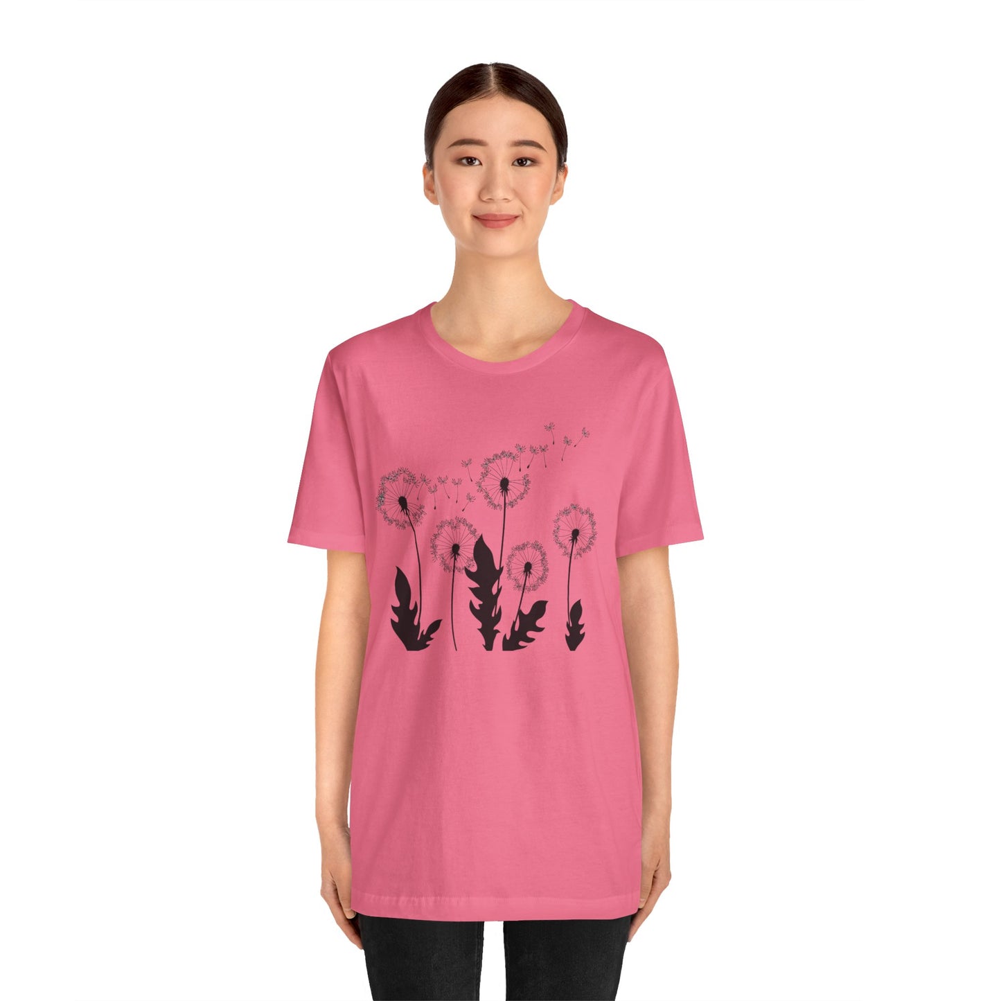 Dandelion Women's Crew Neckline Short Sleeve Tee, Summer Clothes Women, Short Sleeve Crew Neck T-Shirt for Summer, Women's Clothing, Women's Top for casual wear, Unisex, Men and Women Jersey Short Sleeve Tee.