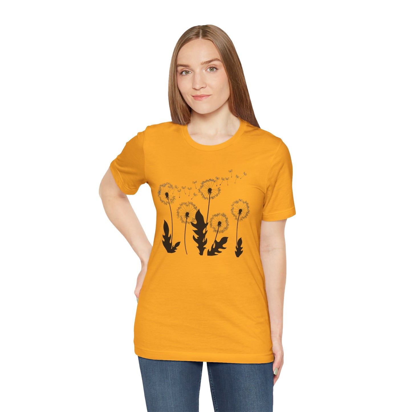 Dandelion Women's Crew Neckline Short Sleeve Tee, Summer Clothes Women, Short Sleeve Crew Neck T-Shirt for Summer, Women's Clothing, Women's Top for casual wear, Unisex, Men and Women Jersey Short Sleeve Tee.