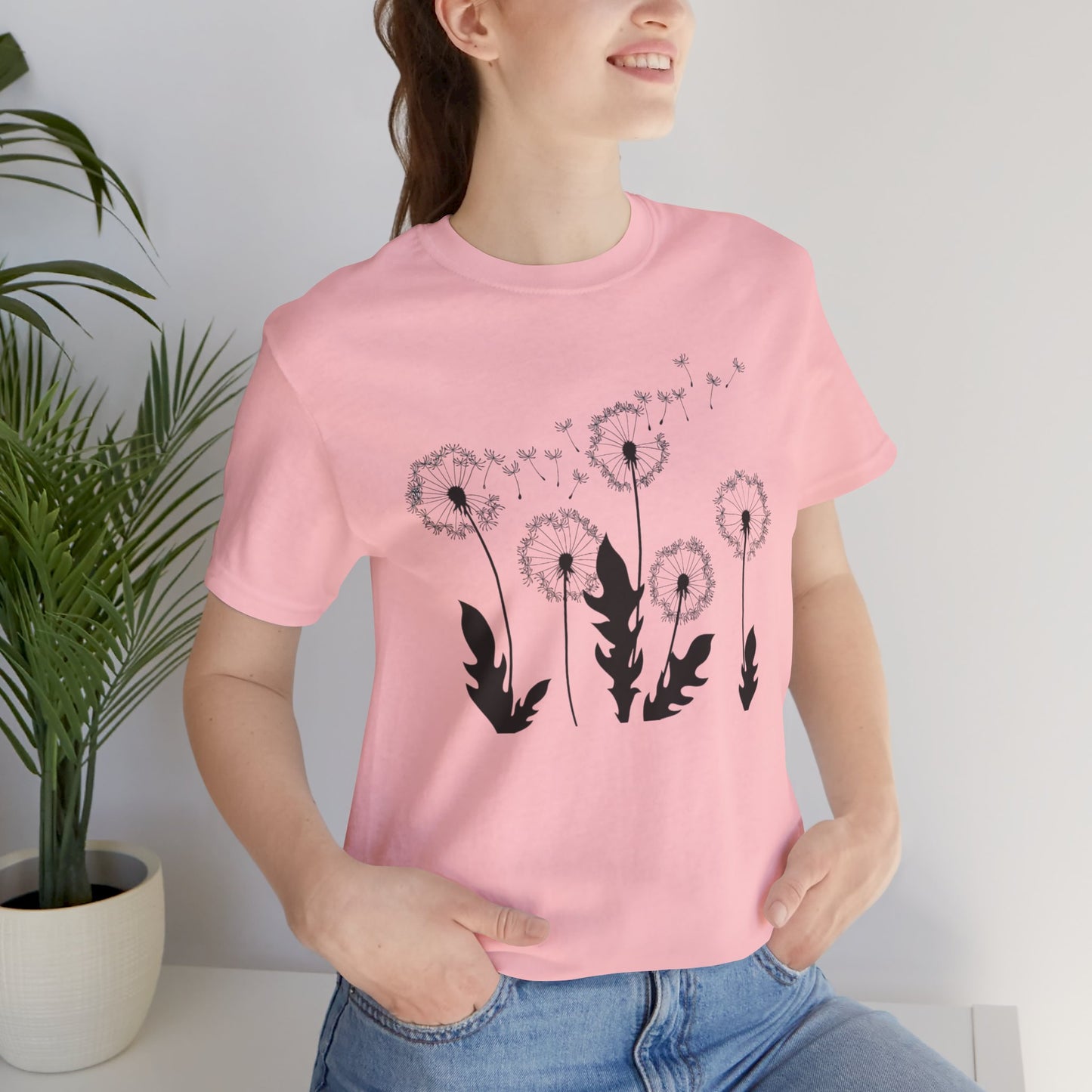 Dandelion Women's Crew Neckline Short Sleeve Tee, Summer Clothes Women, Short Sleeve Crew Neck T-Shirt for Summer, Women's Clothing, Women's Top for casual wear, Unisex, Men and Women Jersey Short Sleeve Tee.