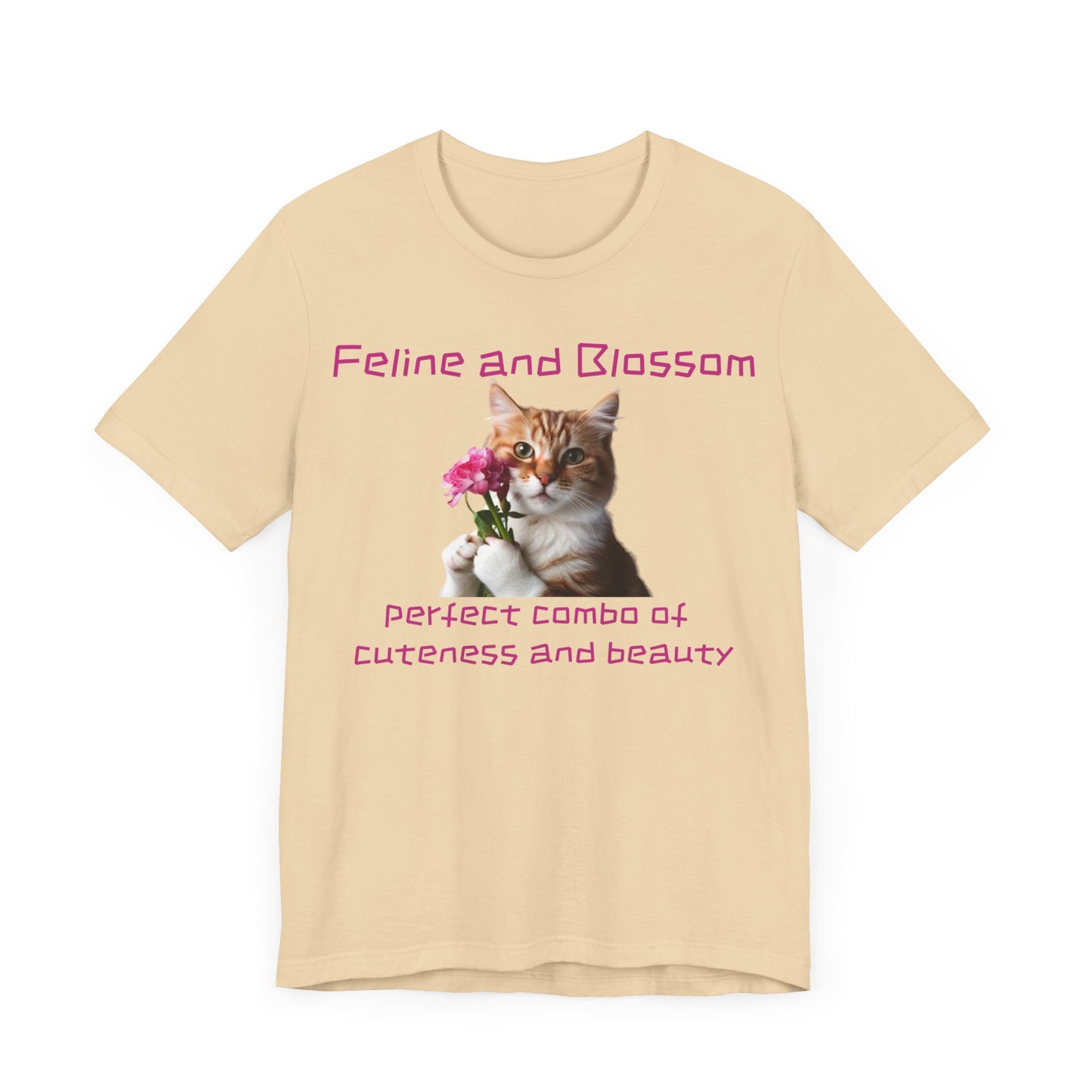 Adorable cat and flower t-shirt, feline, blossom, unisex jersey short sleeve tee