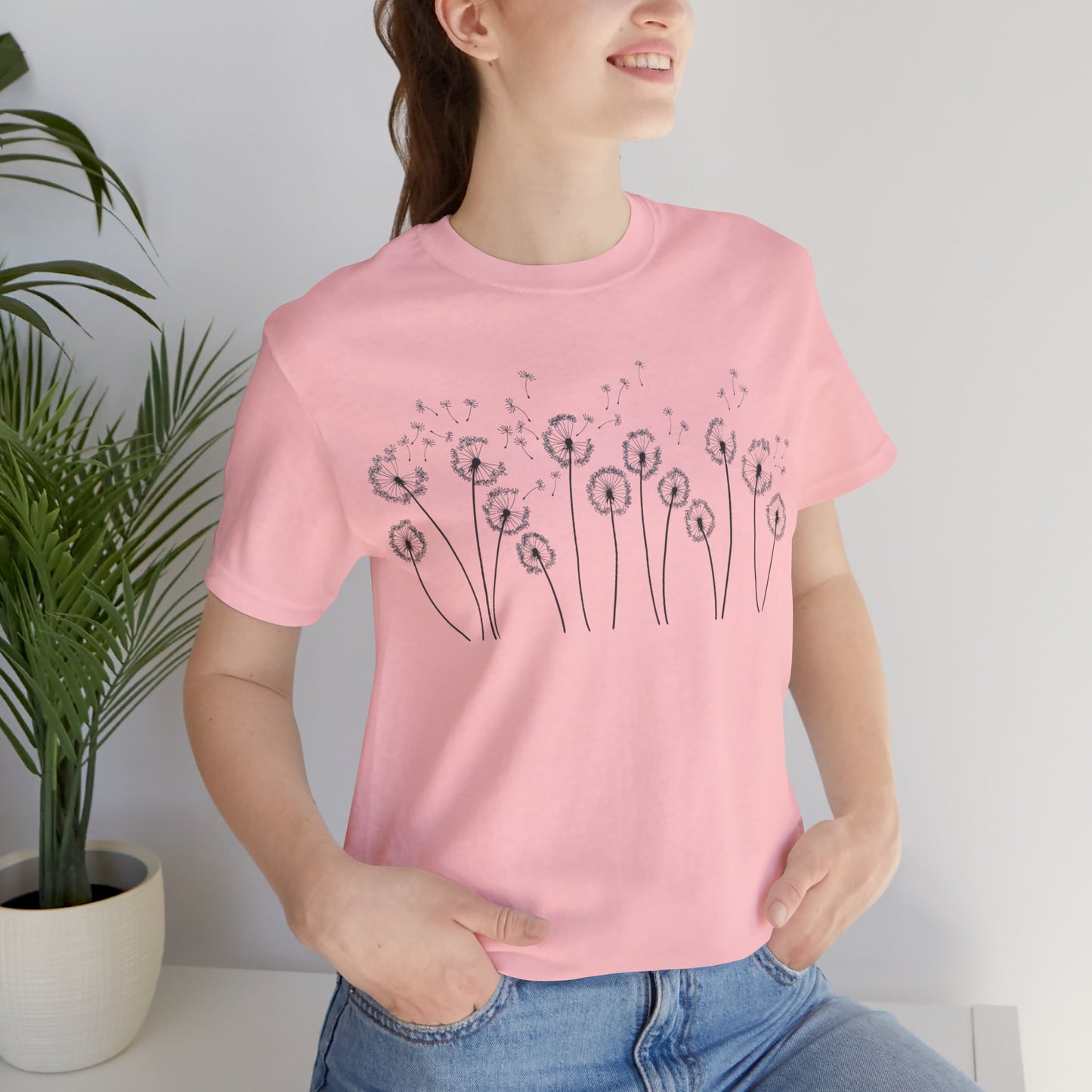 Dandelion Women's Crew Neckline Short Sleeve Tee, Summer Clothes Women, Short Sleeve Crew Neck T-Shirt for Summer, Women's Clothing, Women's Top for casual wear, Unisex, Men and Women Jersey Short Sleeve Tee.