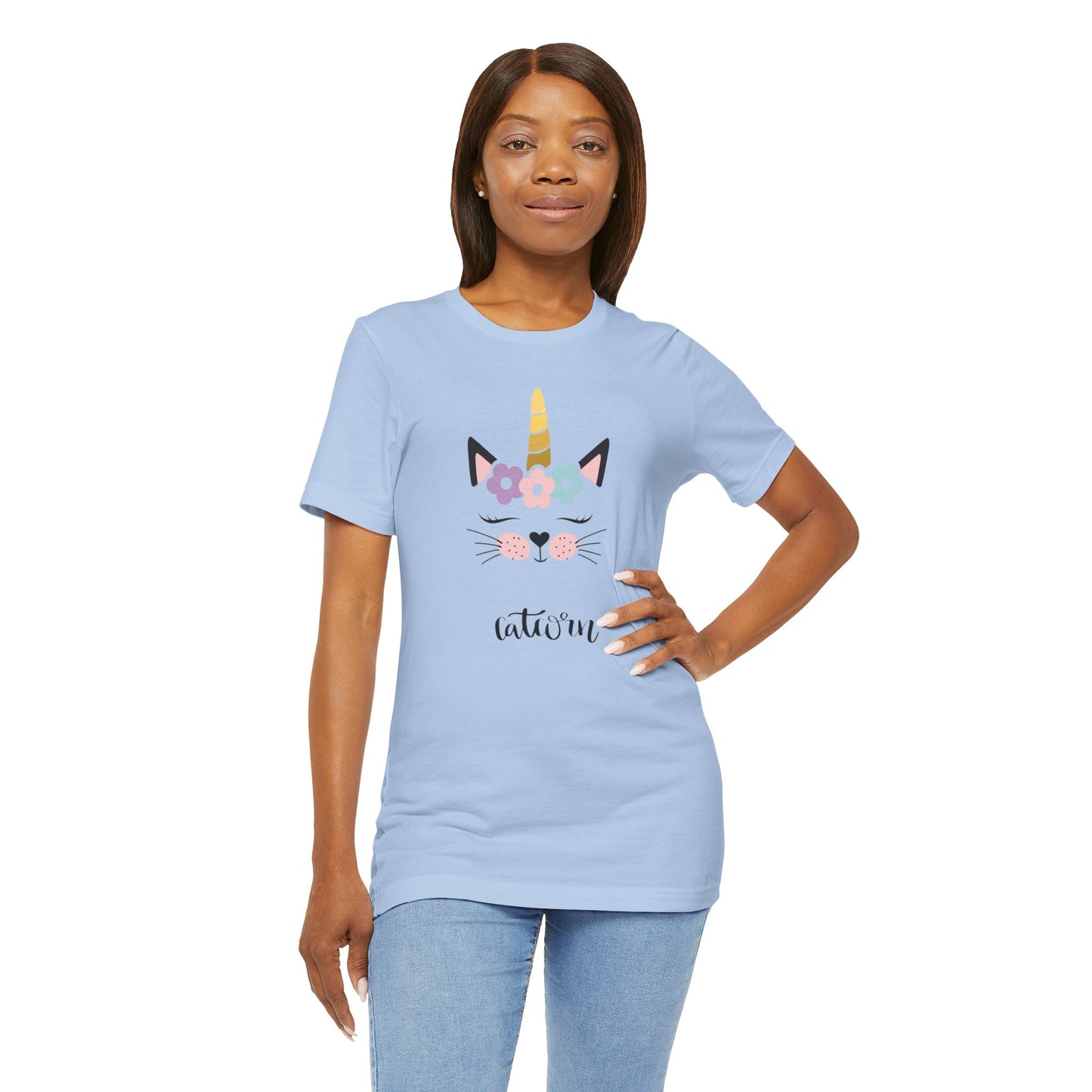 Cat and unicorn t -shirt, cat and unicorn combination, unisex Jersey Short Sleeve Tee