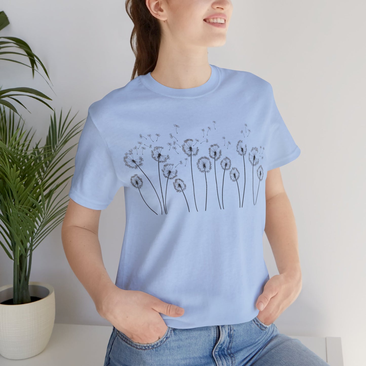 Dandelion Women's Crew Neckline Short Sleeve Tee, Summer Clothes Women, Short Sleeve Crew Neck T-Shirt for Summer, Women's Clothing, Women's Top for casual wear, Unisex, Men and Women Jersey Short Sleeve Tee.