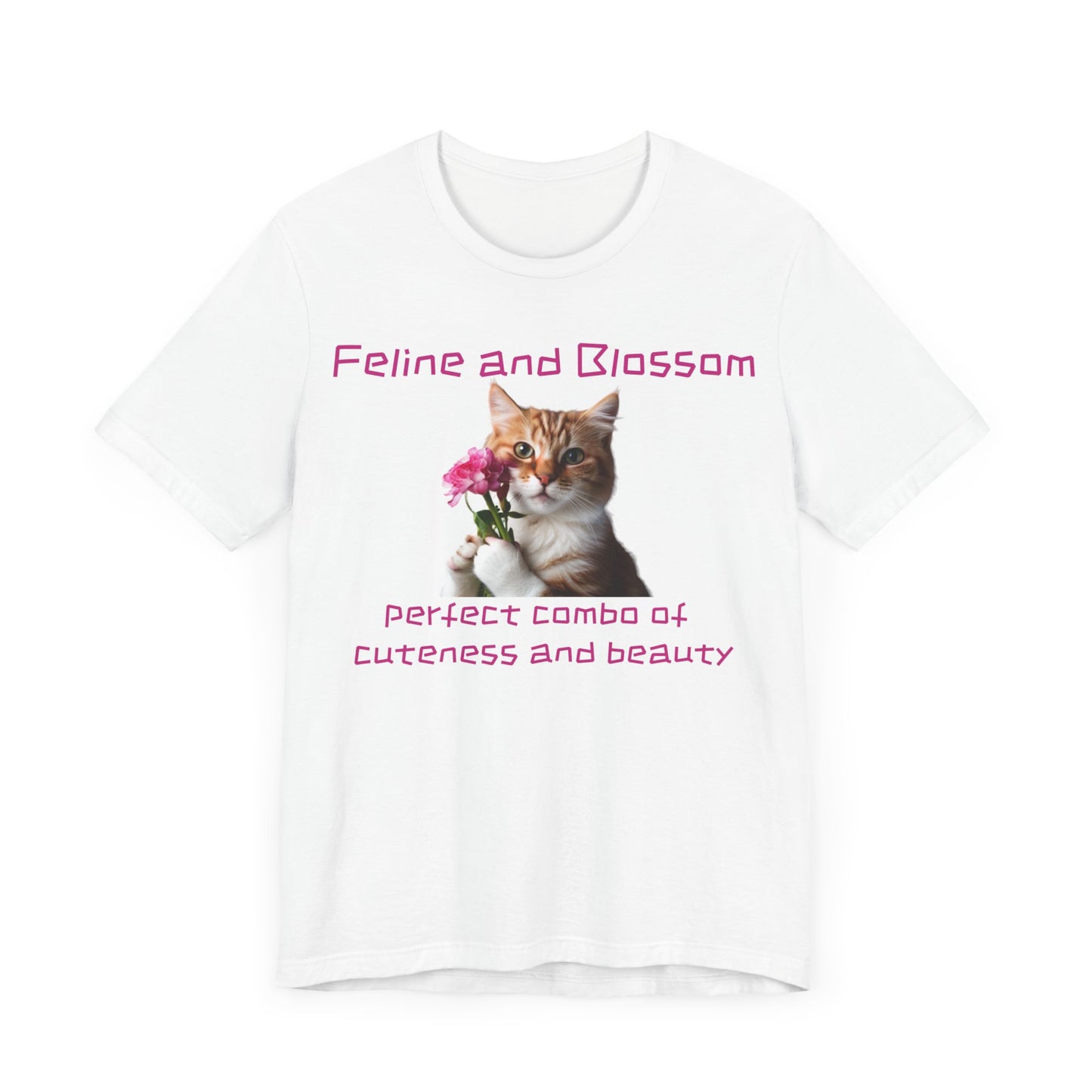 Adorable cat and flower t-shirt, feline, blossom, unisex jersey short sleeve tee