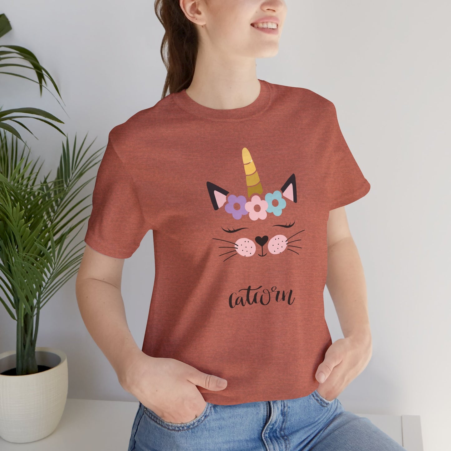 Cat and unicorn t -shirt, cat and unicorn combination, unisex Jersey Short Sleeve Tee