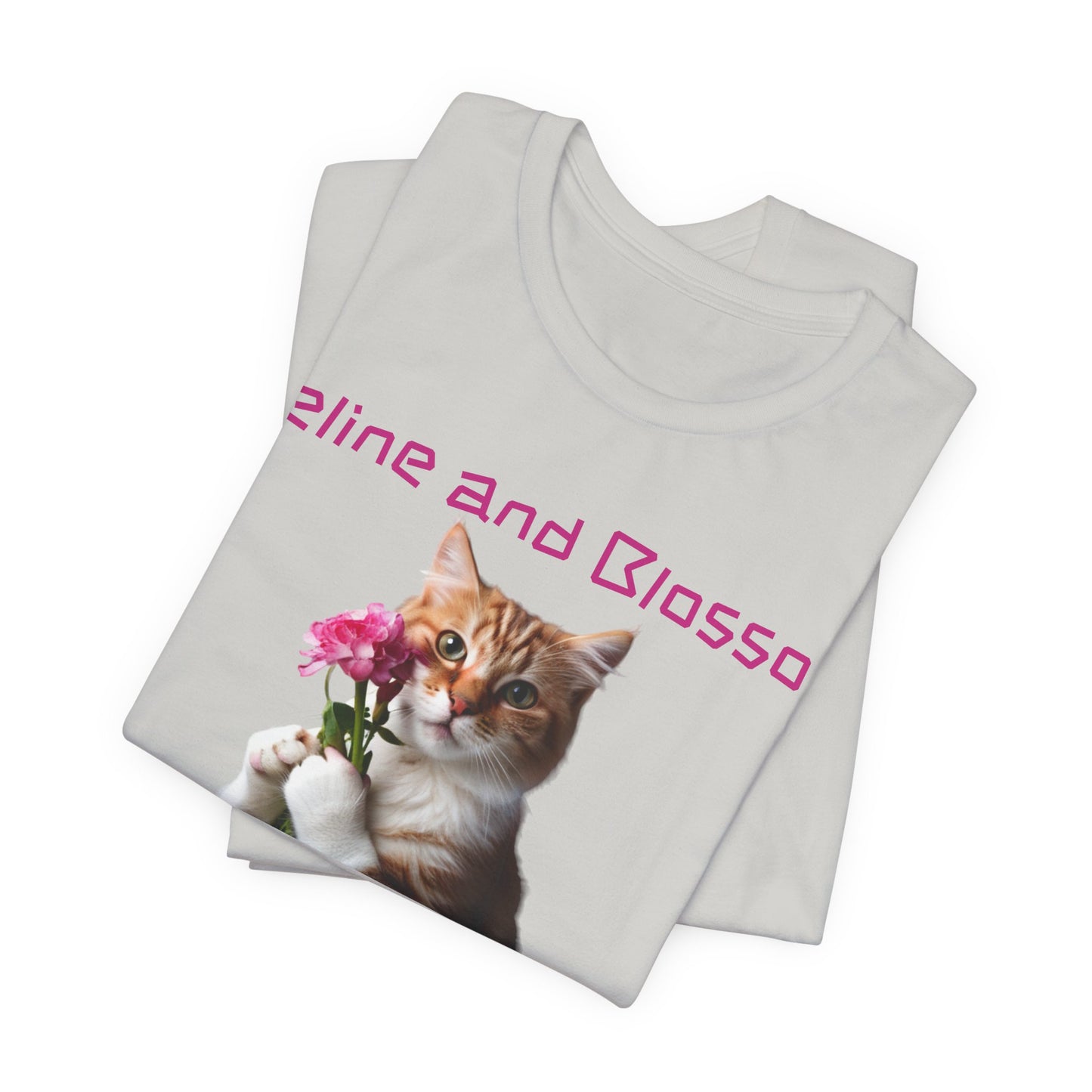 Adorable cat and flower t-shirt, feline, blossom, unisex jersey short sleeve tee