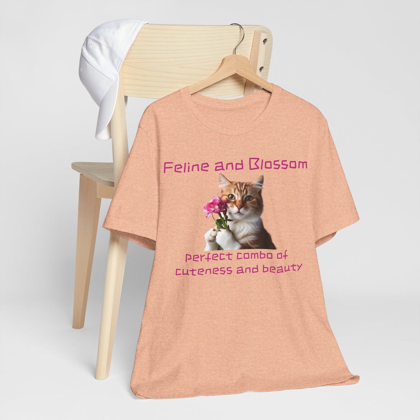 Adorable cat and flower t-shirt, feline, blossom, unisex jersey short sleeve tee