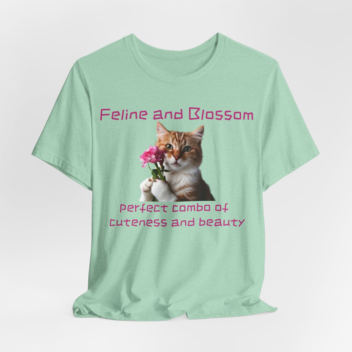 Adorable cat and flower t-shirt, feline, blossom, unisex jersey short sleeve tee