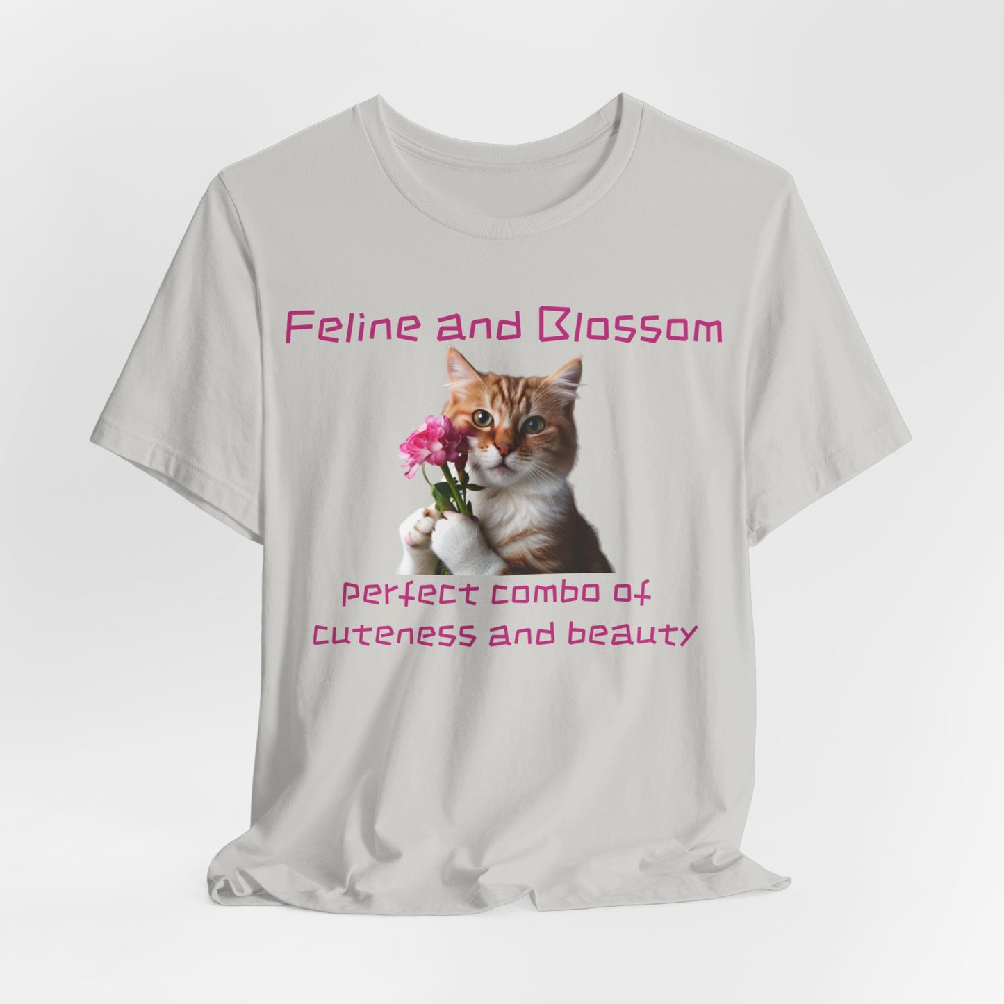 Adorable cat and flower t-shirt, feline, blossom, unisex jersey short sleeve tee