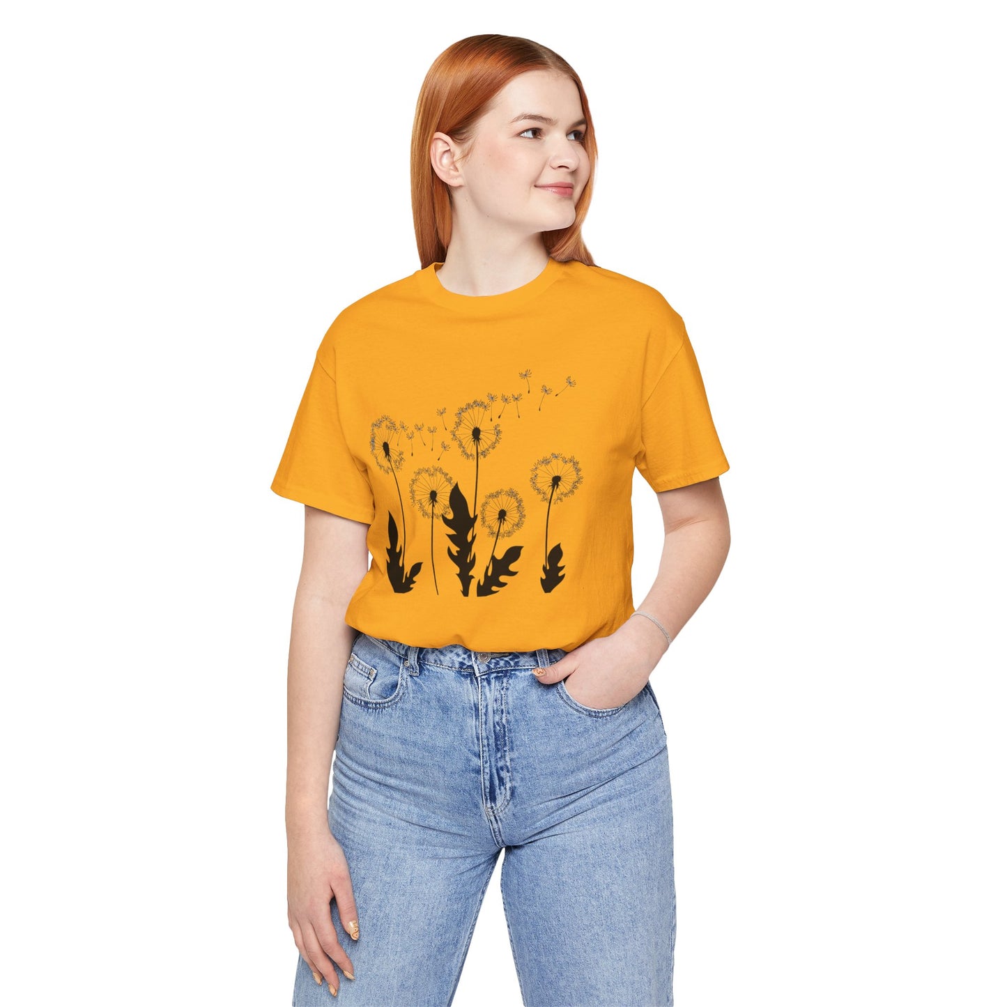 Dandelion Women's Crew Neckline Short Sleeve Tee, Summer Clothes Women, Short Sleeve Crew Neck T-Shirt for Summer, Women's Clothing, Women's Top for casual wear, Unisex, Men and Women Jersey Short Sleeve Tee.