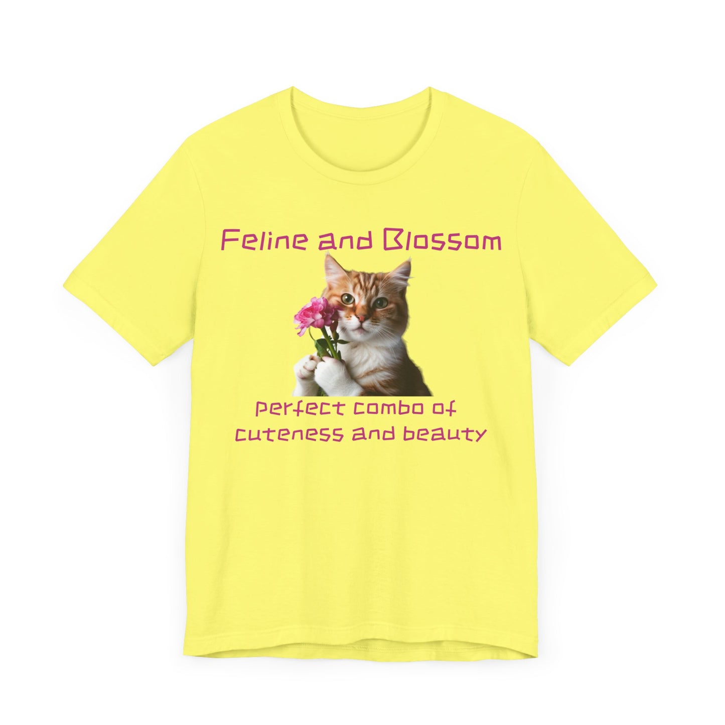 Adorable cat and flower t-shirt, feline, blossom, unisex jersey short sleeve tee