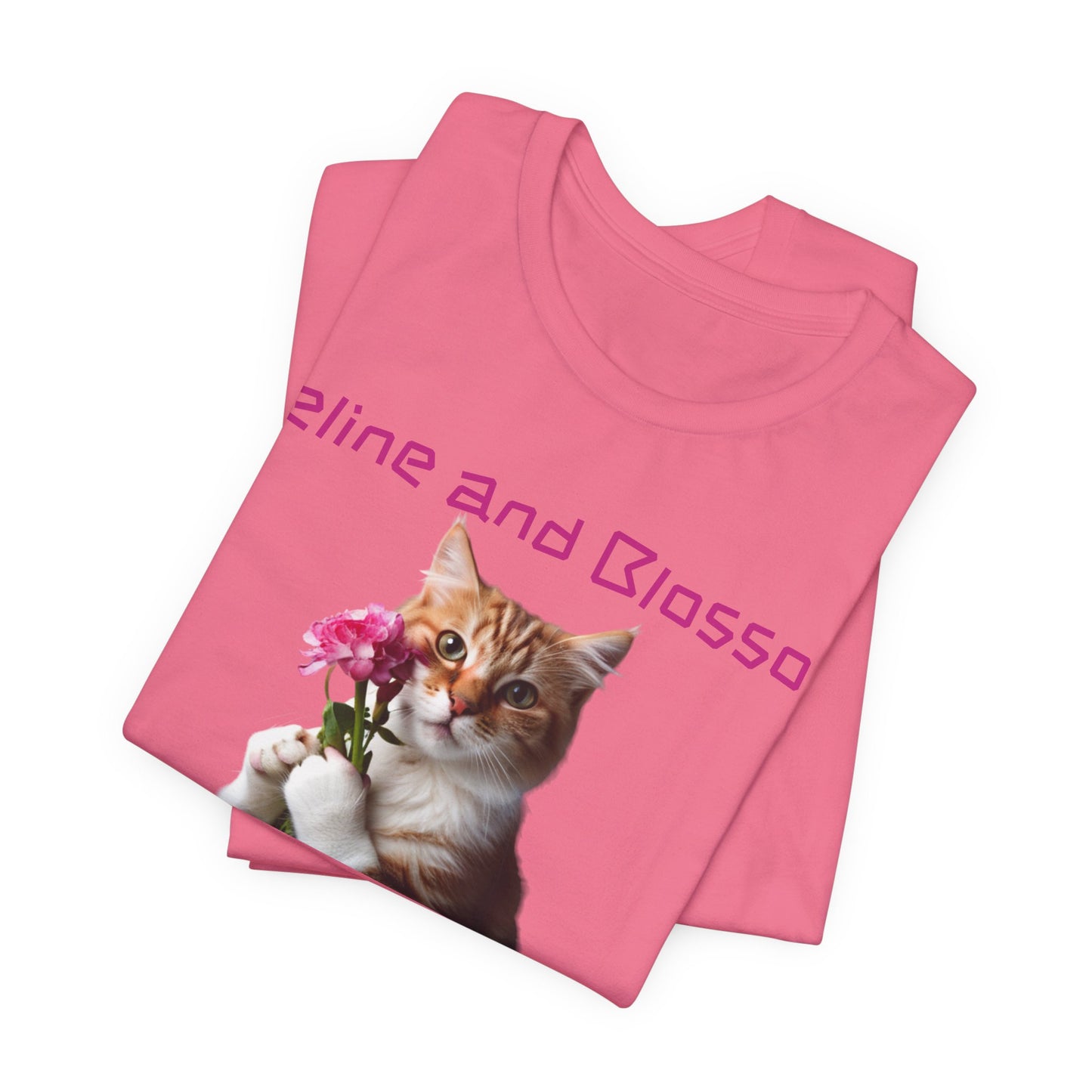 Adorable cat and flower t-shirt, feline, blossom, unisex jersey short sleeve tee