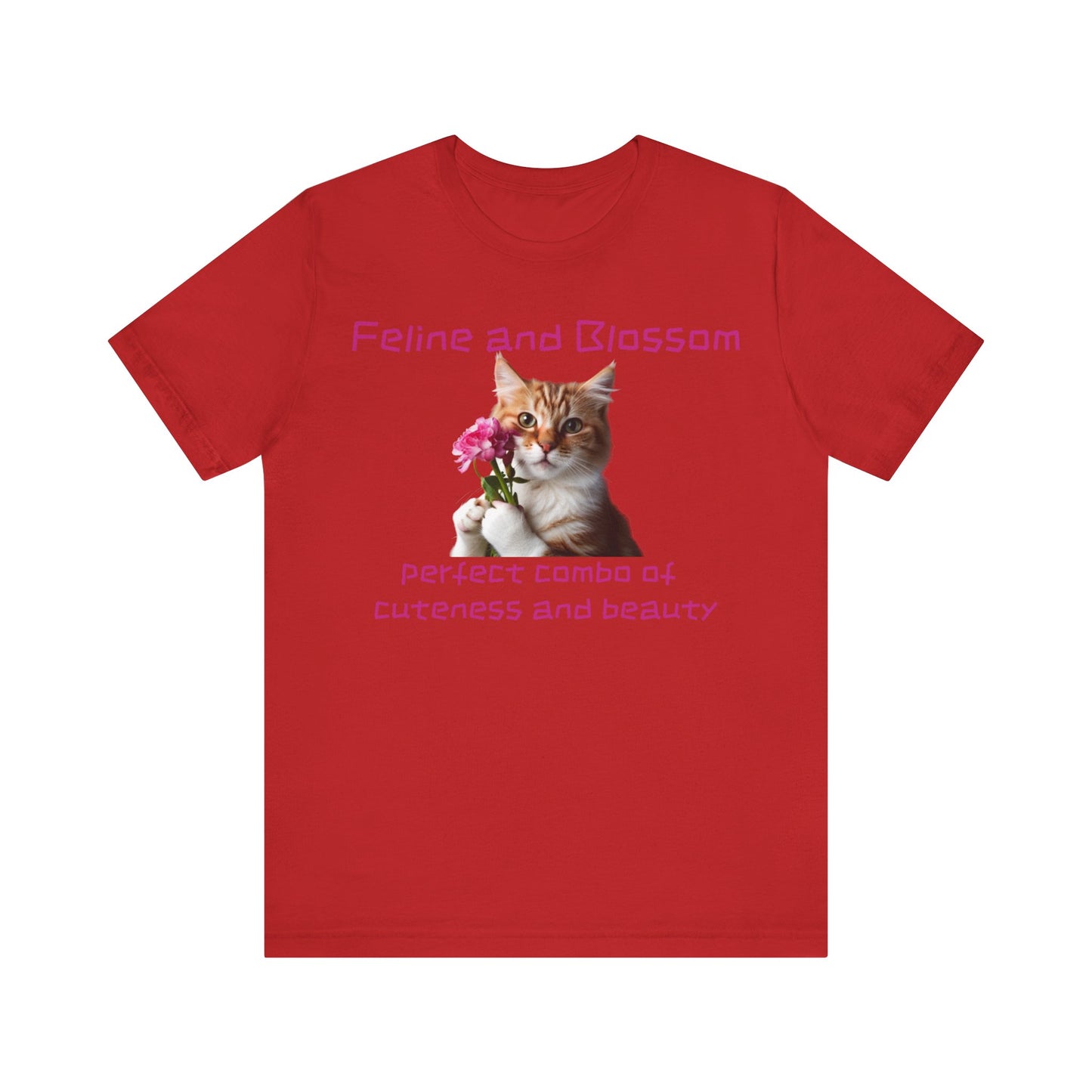 Adorable cat and flower t-shirt, feline, blossom, unisex jersey short sleeve tee