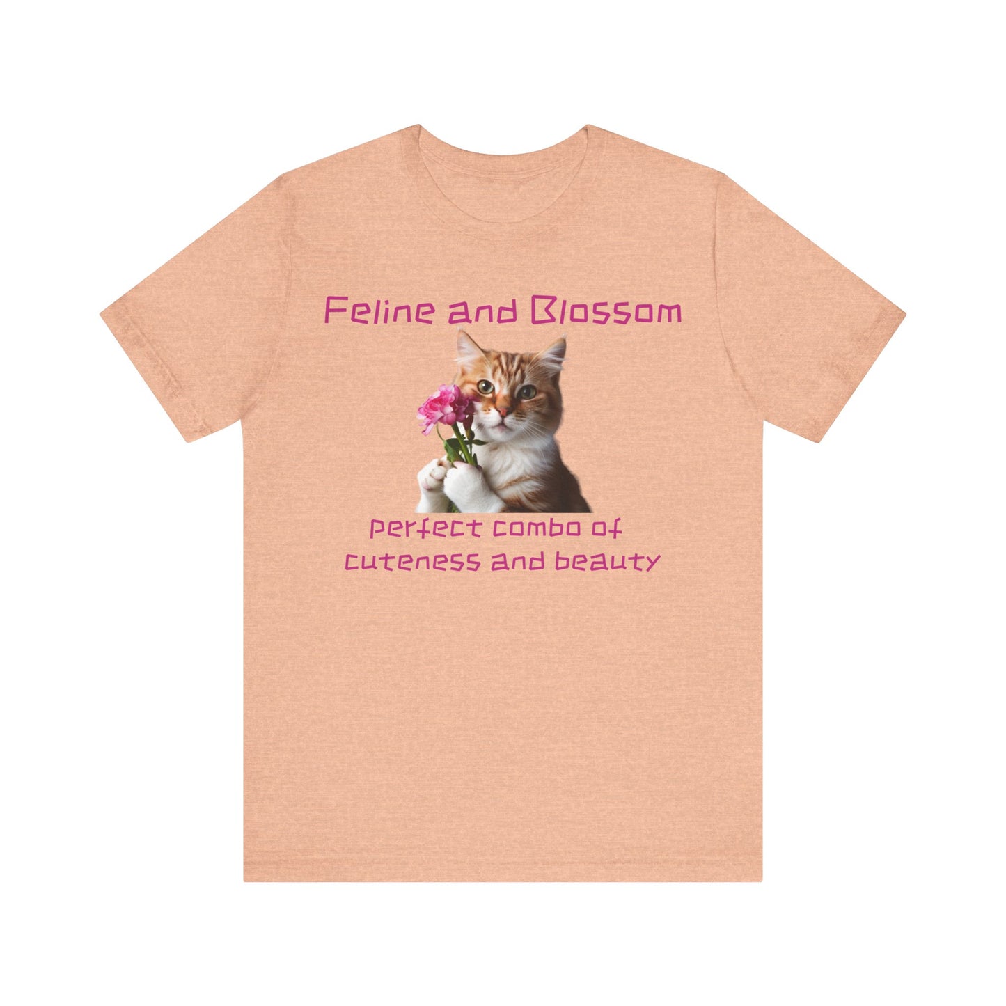 Adorable cat and flower t-shirt, feline, blossom, unisex jersey short sleeve tee