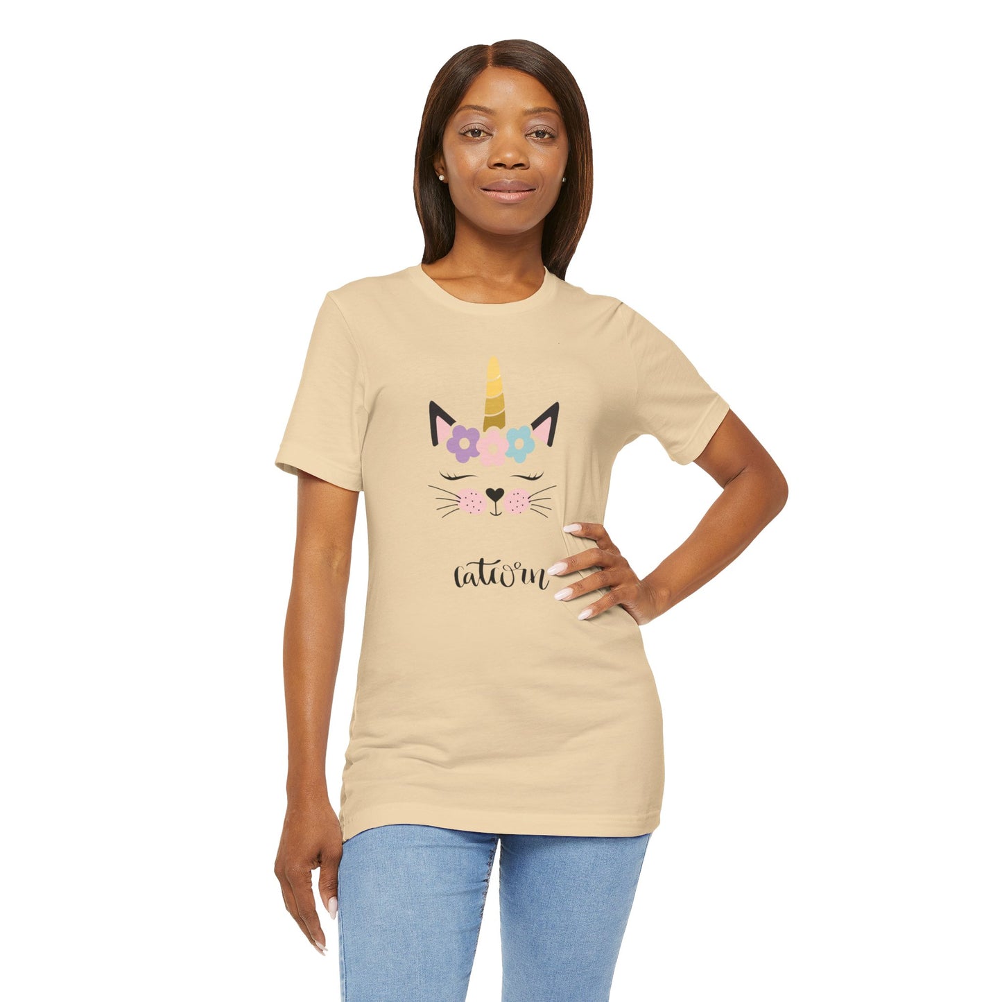 Cat and unicorn t -shirt, cat and unicorn combination, unisex Jersey Short Sleeve Tee