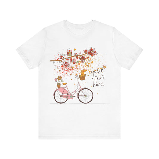 Women, men, unisex jersey short round neck sleeve tee, summer clothes, casual wear, flowers, dog in bicycle