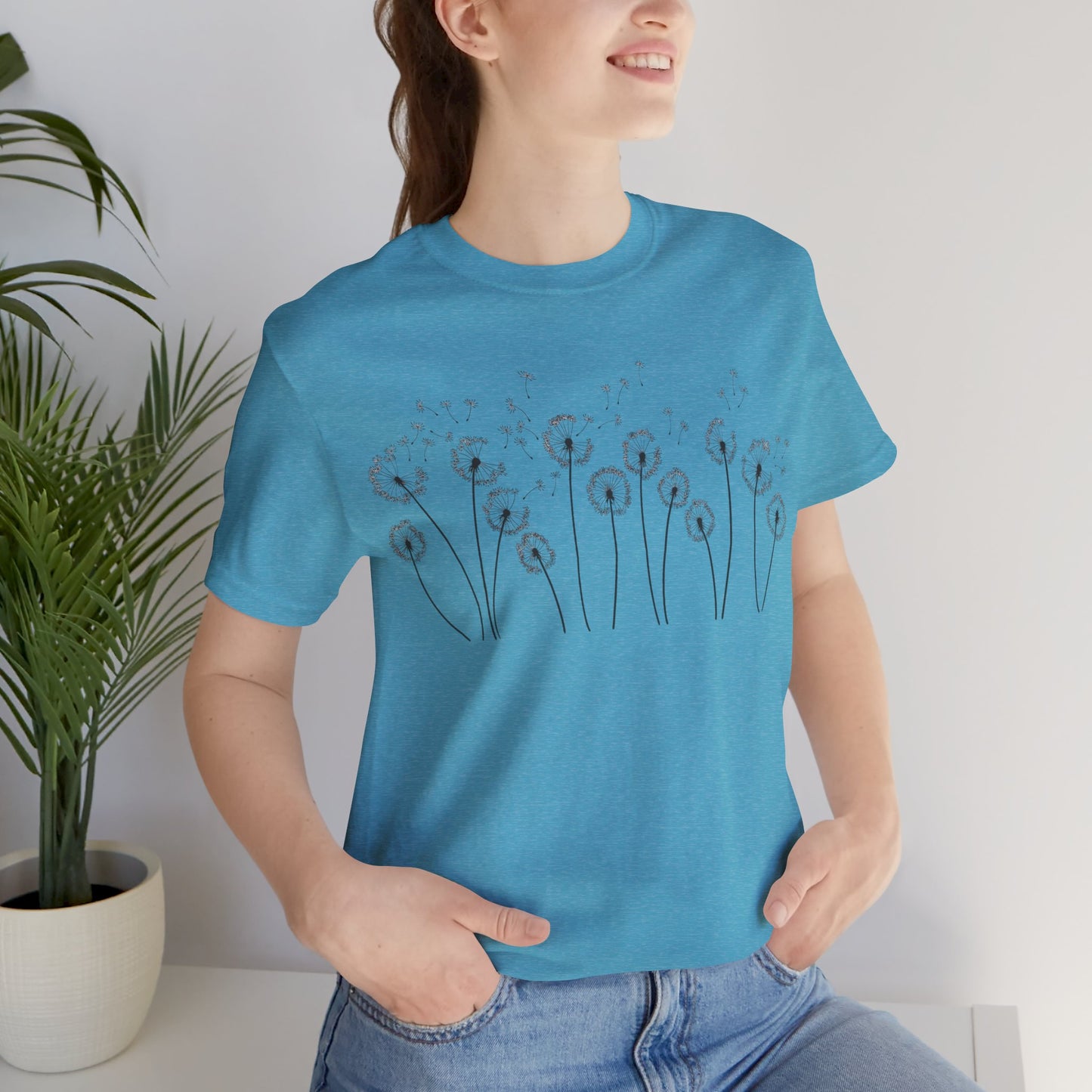 Dandelion Women's Crew Neckline Short Sleeve Tee, Summer Clothes Women, Short Sleeve Crew Neck T-Shirt for Summer, Women's Clothing, Women's Top for casual wear, Unisex, Men and Women Jersey Short Sleeve Tee.