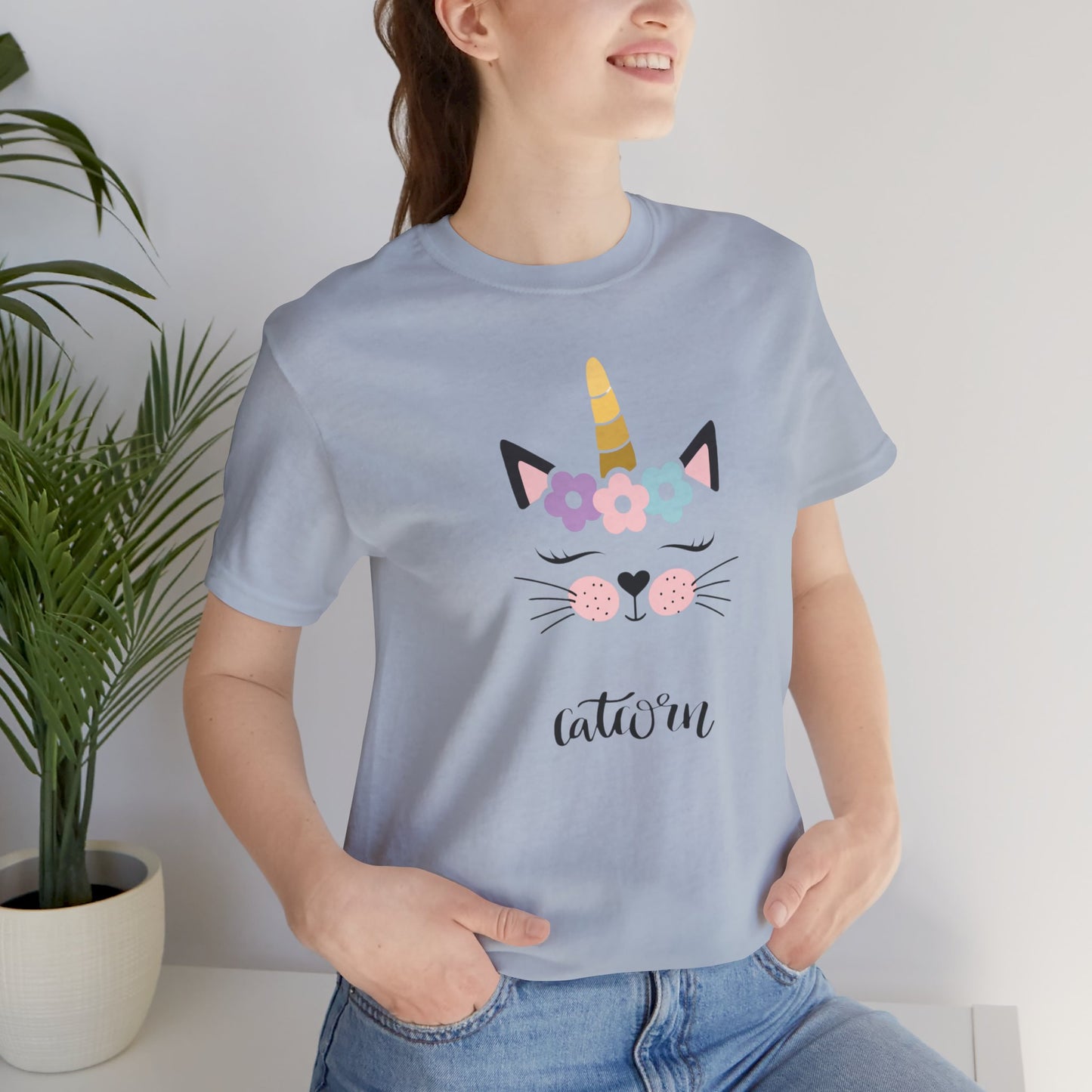 Cat and unicorn t -shirt, cat and unicorn combination, unisex Jersey Short Sleeve Tee