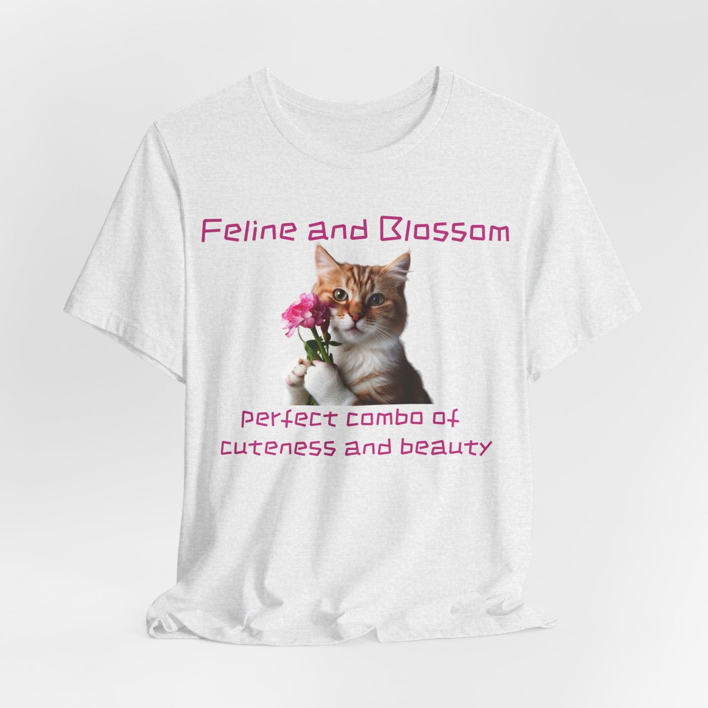 Adorable cat and flower t-shirt, feline, blossom, unisex jersey short sleeve tee