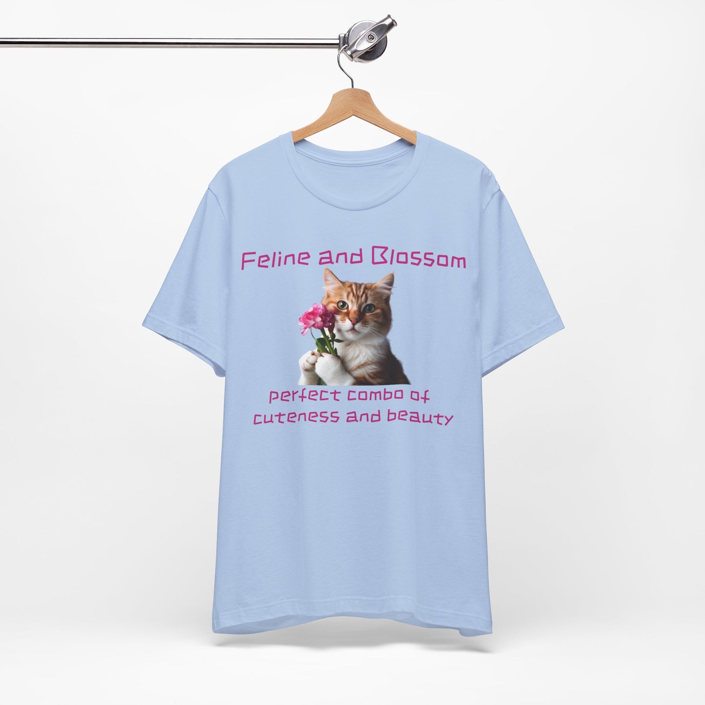 Adorable cat and flower t-shirt, feline, blossom, unisex jersey short sleeve tee