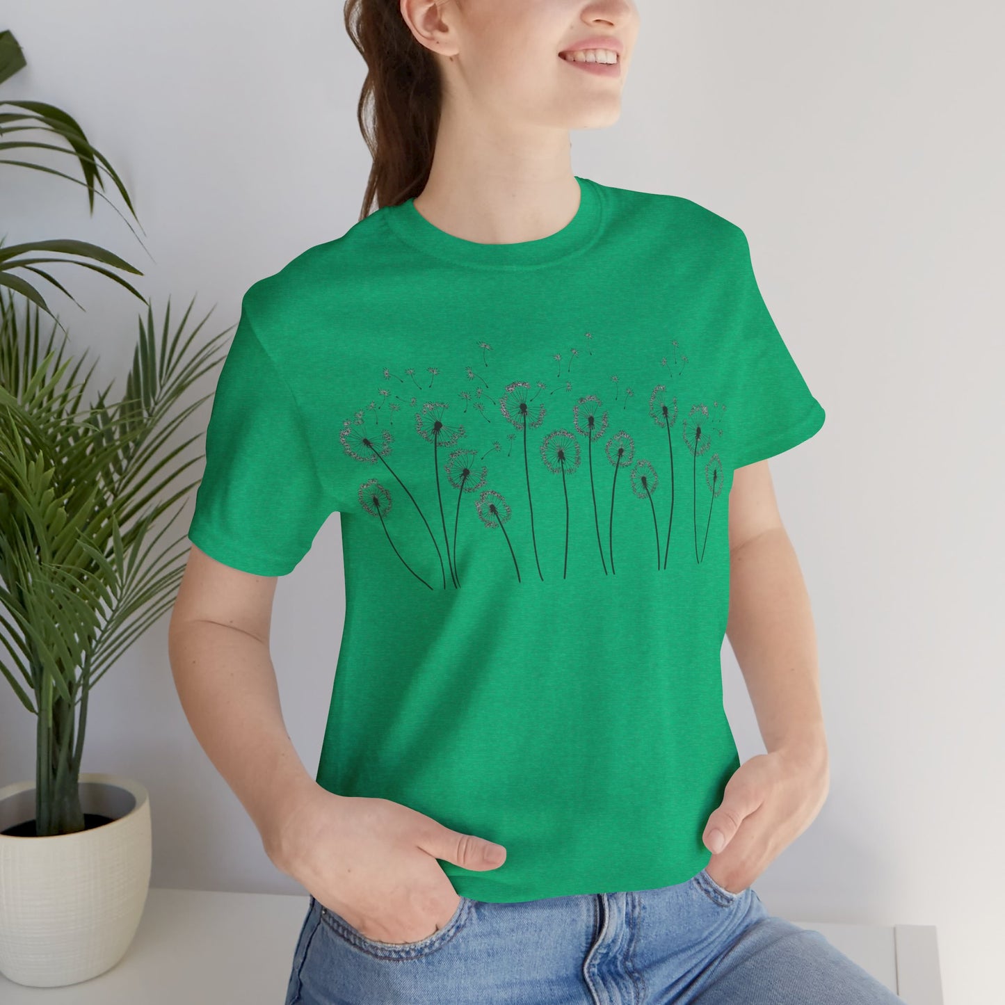 Dandelion Women's Crew Neckline Short Sleeve Tee, Summer Clothes Women, Short Sleeve Crew Neck T-Shirt for Summer, Women's Clothing, Women's Top for casual wear, Unisex, Men and Women Jersey Short Sleeve Tee.