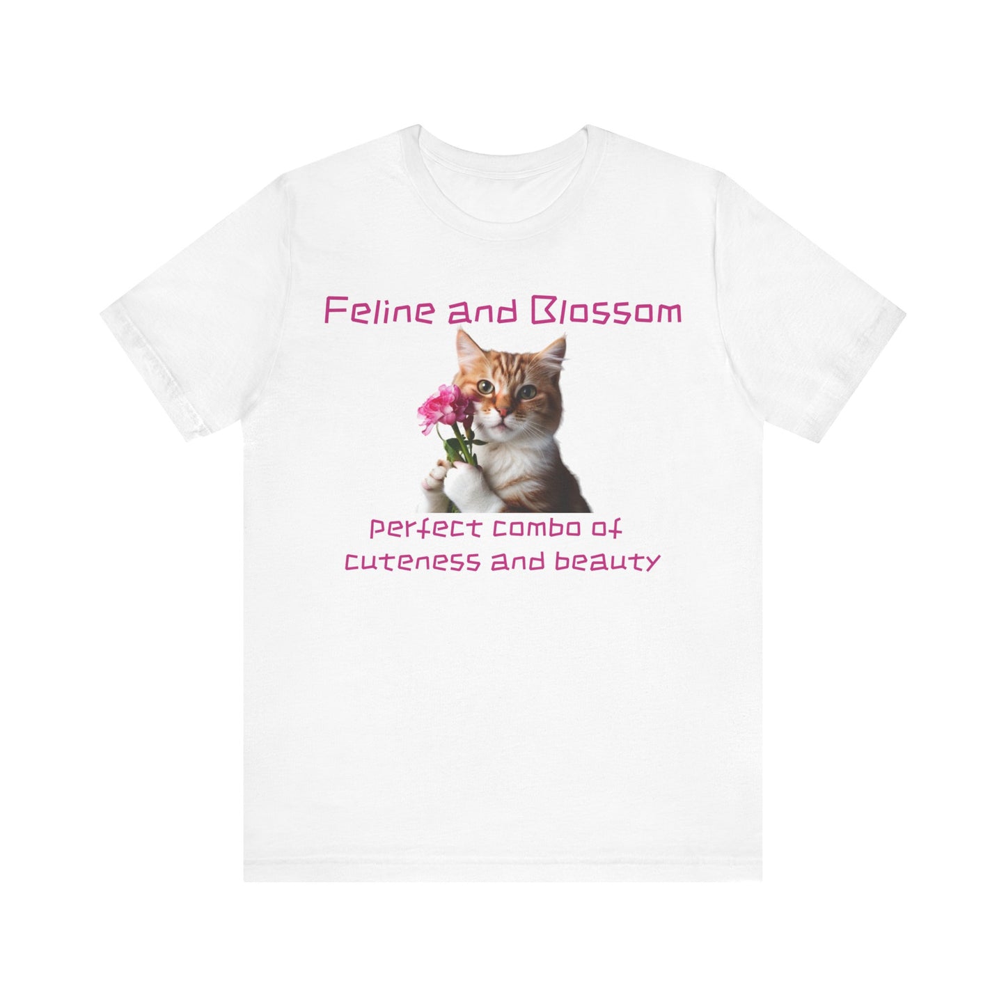 Adorable cat and flower t-shirt, feline, blossom, unisex jersey short sleeve tee