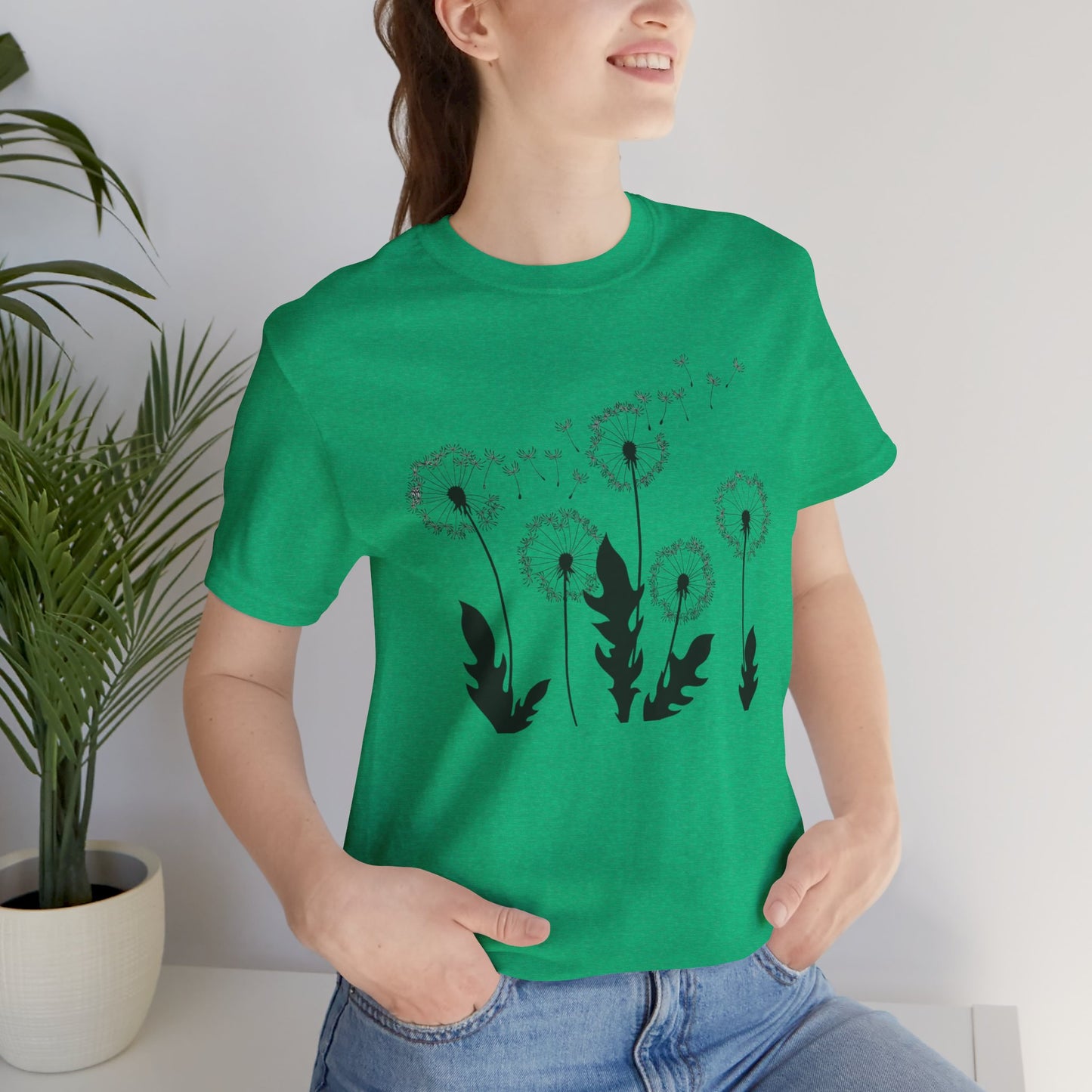 Dandelion Women's Crew Neckline Short Sleeve Tee, Summer Clothes Women, Short Sleeve Crew Neck T-Shirt for Summer, Women's Clothing, Women's Top for casual wear, Unisex, Men and Women Jersey Short Sleeve Tee.