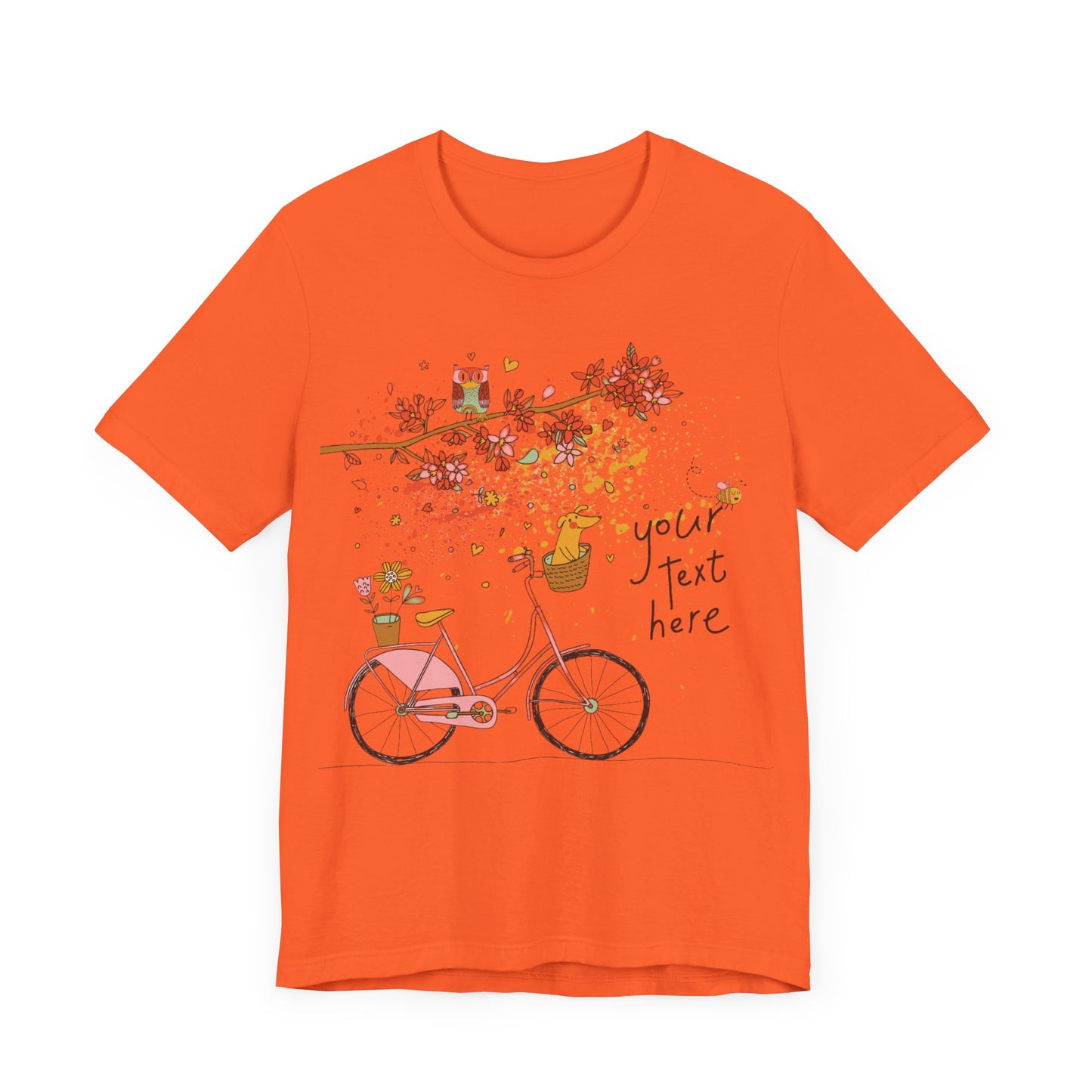 Women, men, unisex jersey short round neck sleeve tee, summer clothes, casual wear, flowers, dog in bicycle