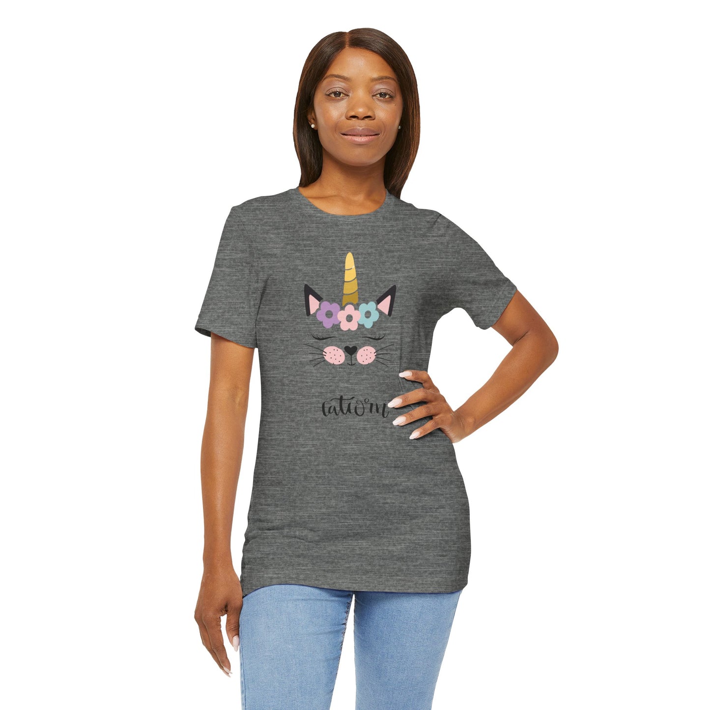 Cat and unicorn t -shirt, cat and unicorn combination, unisex Jersey Short Sleeve Tee