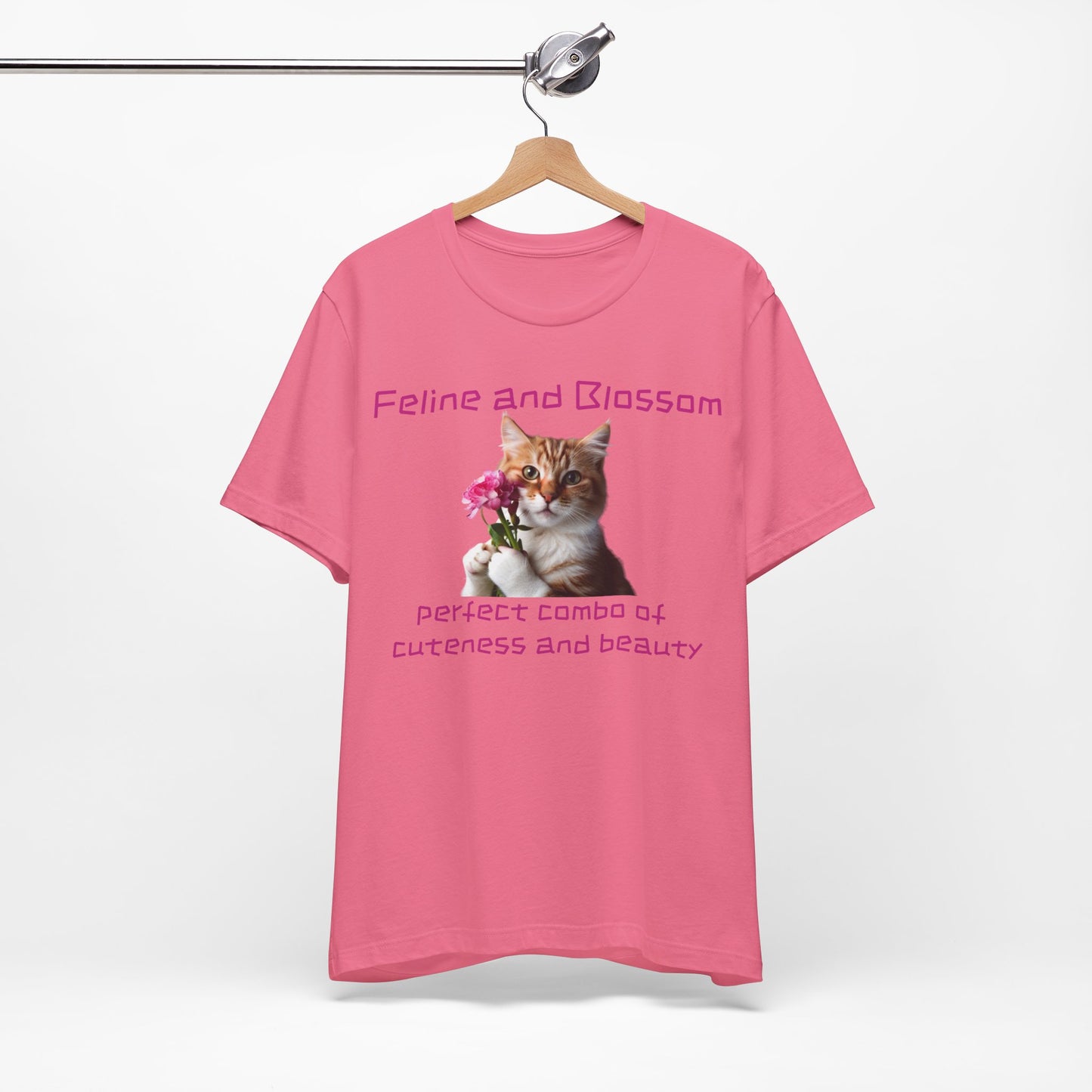 Adorable cat and flower t-shirt, feline, blossom, unisex jersey short sleeve tee