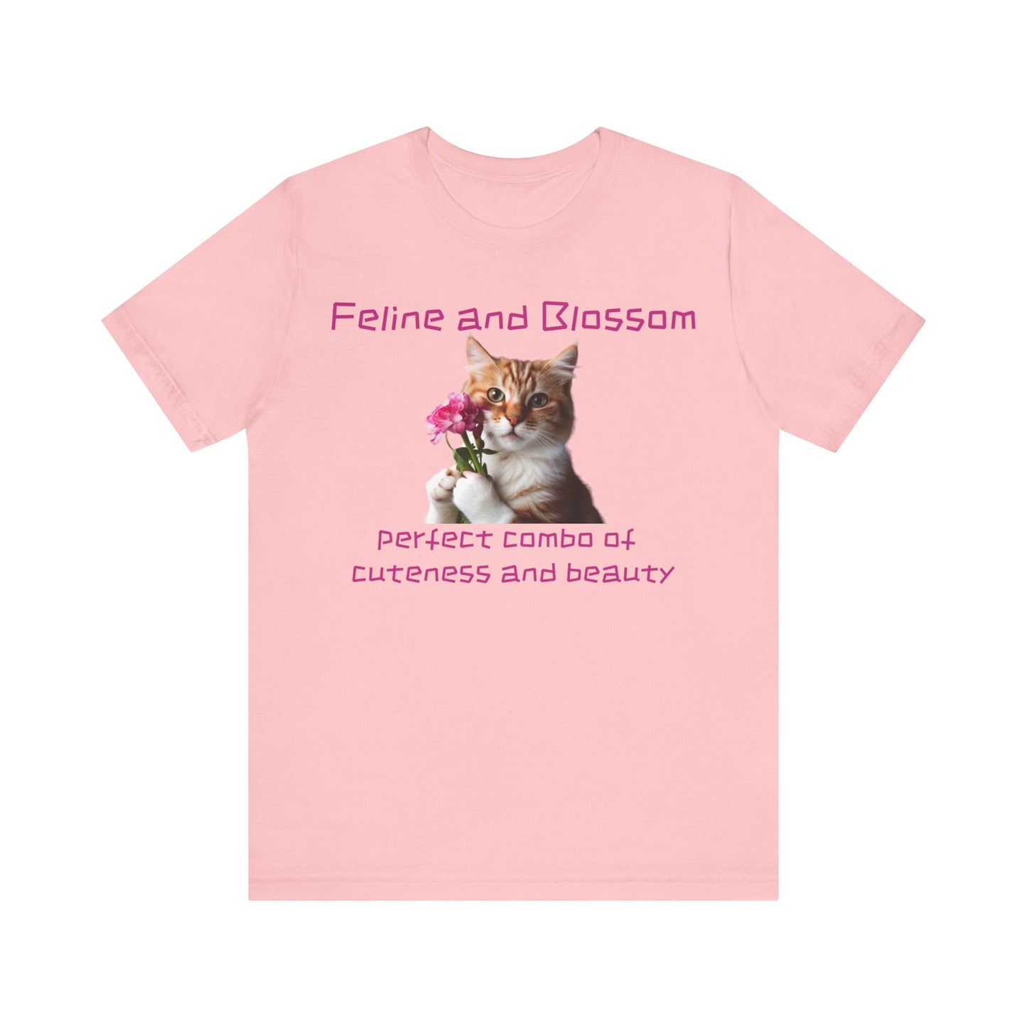 Adorable cat and flower t-shirt, feline, blossom, unisex jersey short sleeve tee