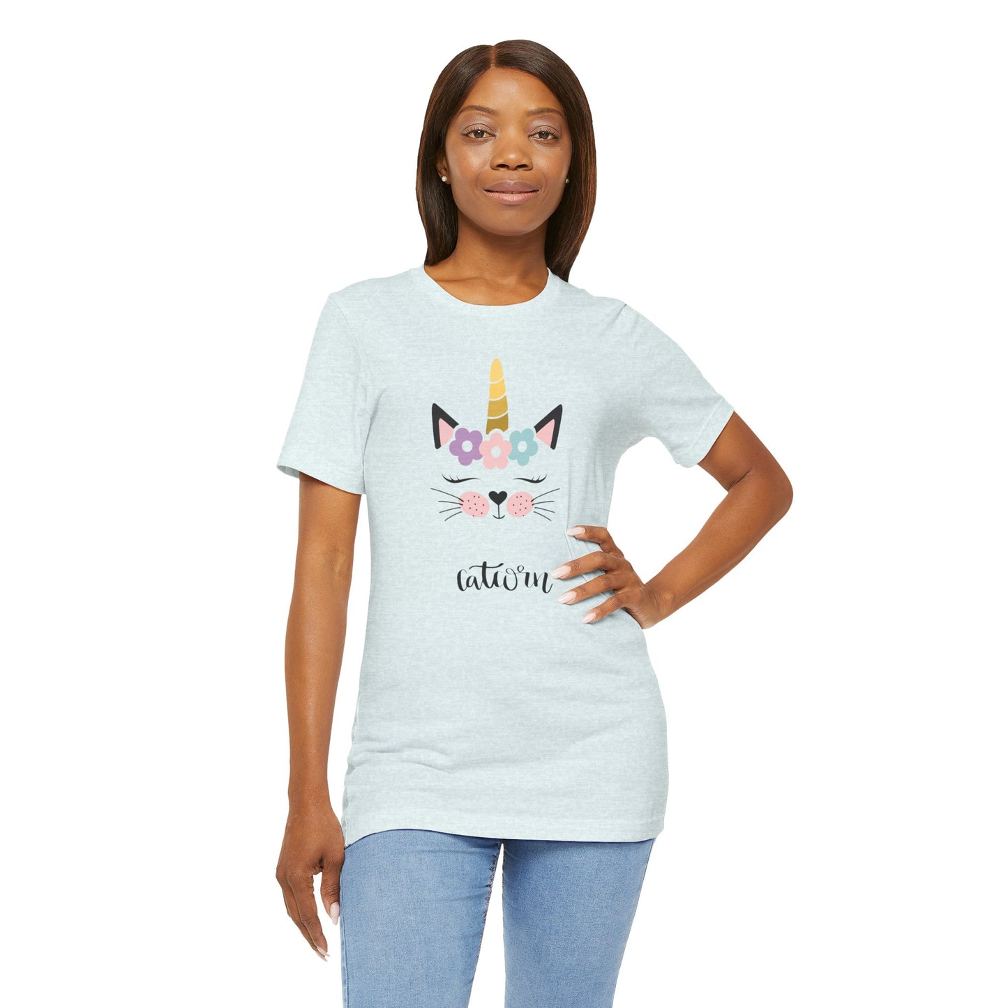 Cat and unicorn t -shirt, cat and unicorn combination, unisex Jersey Short Sleeve Tee