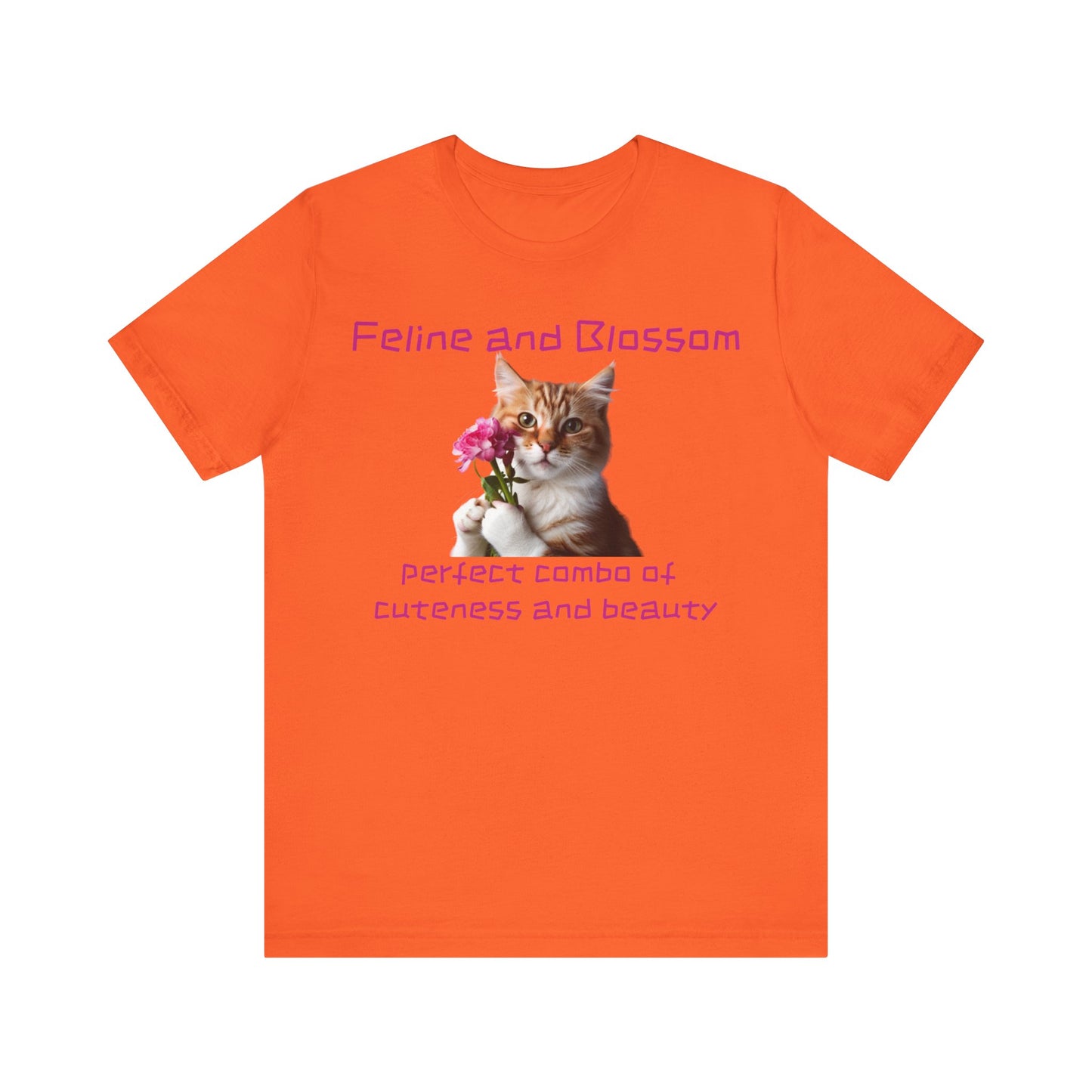 Adorable cat and flower t-shirt, feline, blossom, unisex jersey short sleeve tee