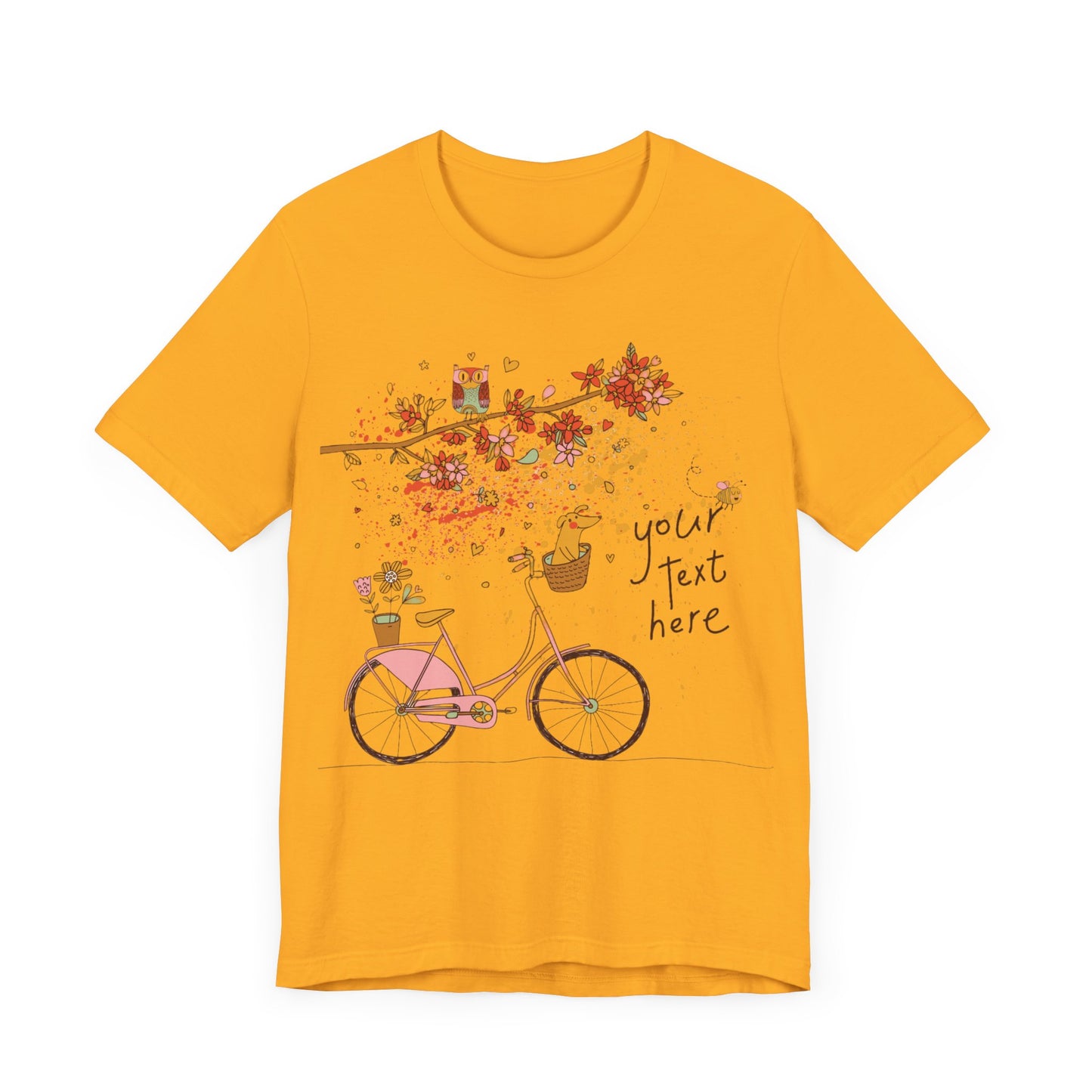 Women, men, unisex jersey short round neck sleeve tee, summer clothes, casual wear, flowers, dog in bicycle