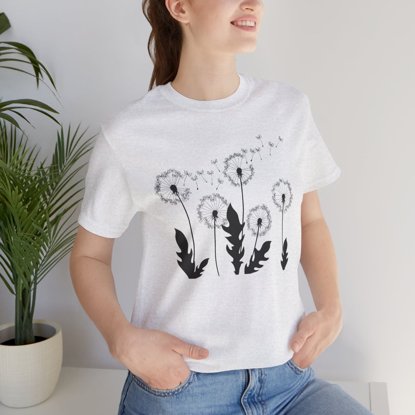 Dandelion Women's Crew Neckline Short Sleeve Tee, Summer Clothes Women, Short Sleeve Crew Neck T-Shirt for Summer, Women's Clothing, Women's Top for casual wear, Unisex, Men and Women Jersey Short Sleeve Tee.