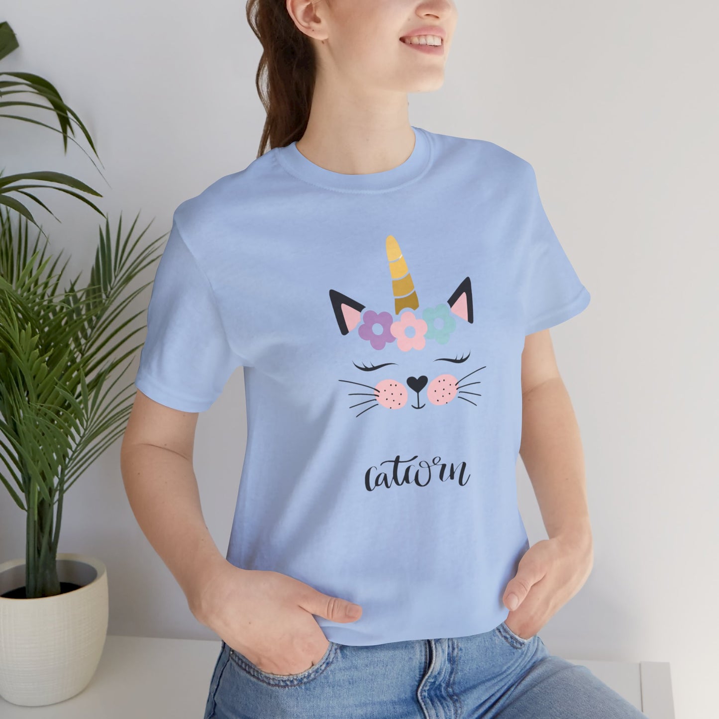 Cat and unicorn t -shirt, cat and unicorn combination, unisex Jersey Short Sleeve Tee