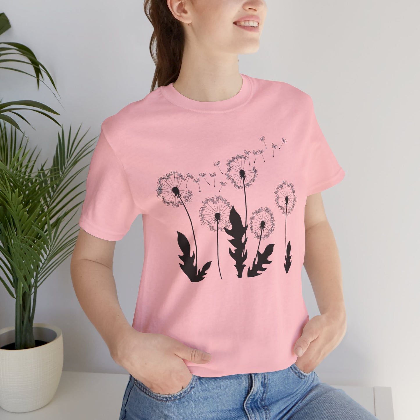 Dandelion Women's Crew Neckline Short Sleeve Tee, Summer Clothes Women, Short Sleeve Crew Neck T-Shirt for Summer, Women's Clothing, Women's Top for casual wear, Unisex, Men and Women Jersey Short Sleeve Tee.