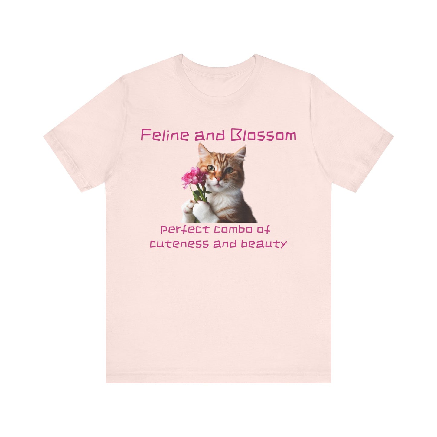 Adorable cat and flower t-shirt, feline, blossom, unisex jersey short sleeve tee