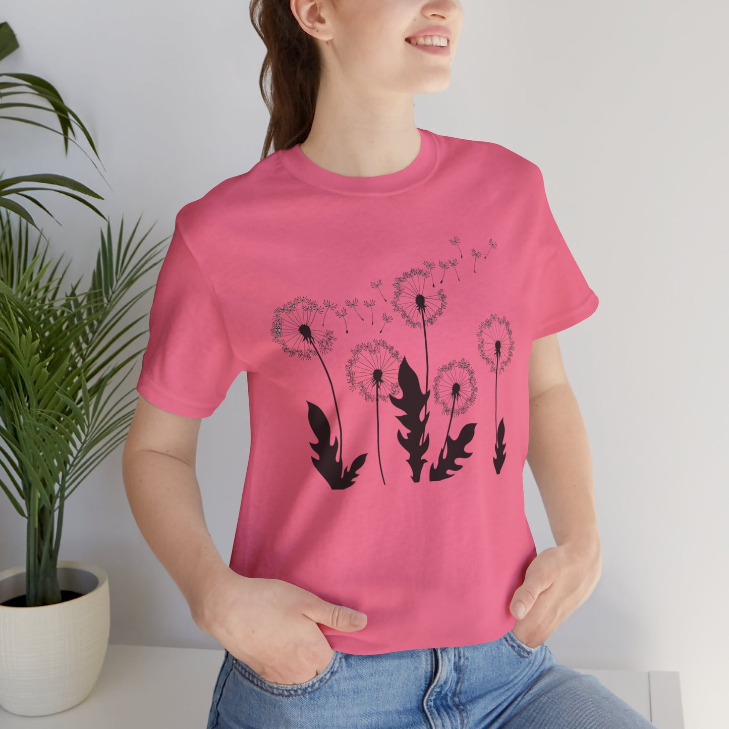 Dandelion Women's Crew Neckline Short Sleeve Tee, Summer Clothes Women, Short Sleeve Crew Neck T-Shirt for Summer, Women's Clothing, Women's Top for casual wear, Unisex, Men and Women Jersey Short Sleeve Tee.