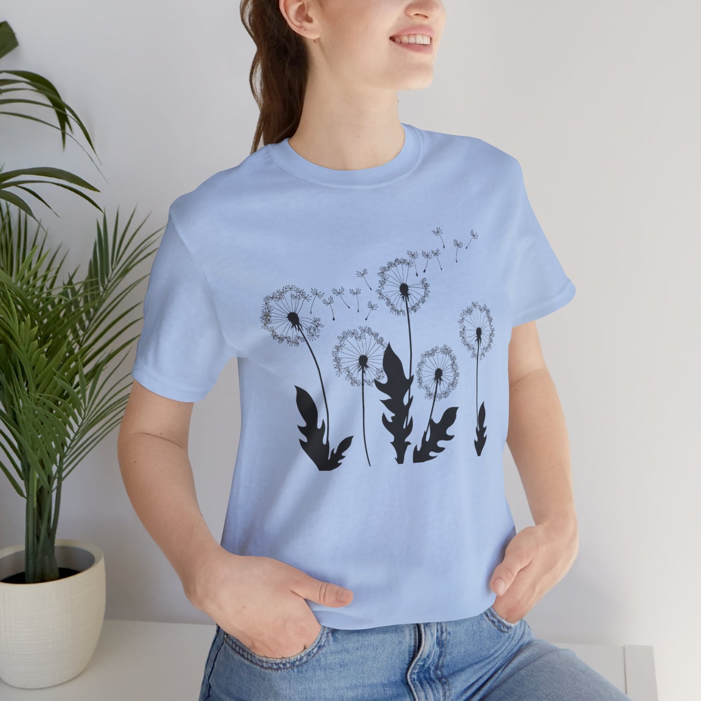 Dandelion Women's Crew Neckline Short Sleeve Tee, Summer Clothes Women, Short Sleeve Crew Neck T-Shirt for Summer, Women's Clothing, Women's Top for casual wear, Unisex, Men and Women Jersey Short Sleeve Tee.