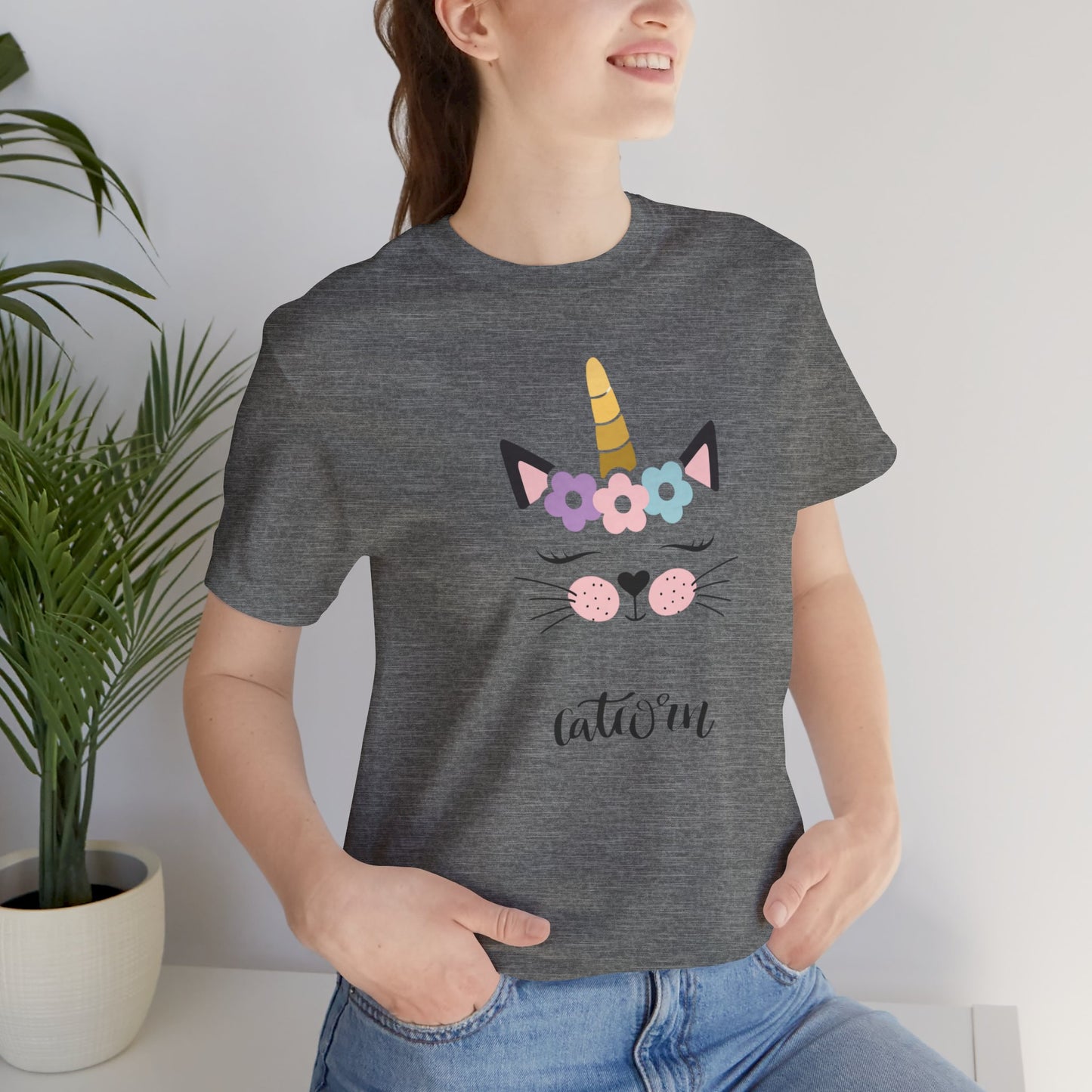 Cat and unicorn t -shirt, cat and unicorn combination, unisex Jersey Short Sleeve Tee