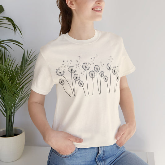 Dandelion Women's Crew Neckline Short Sleeve Tee, Summer Clothes Women, Short Sleeve Crew Neck T-Shirt for Summer, Women's Clothing, Women's Top for casual wear, Unisex, Men and Women Jersey Short Sleeve Tee.