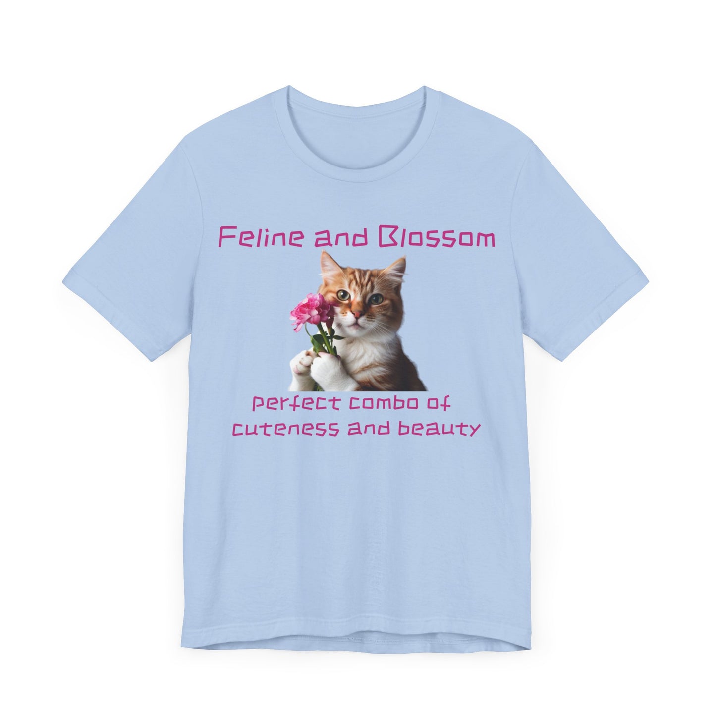 Adorable cat and flower t-shirt, feline, blossom, unisex jersey short sleeve tee