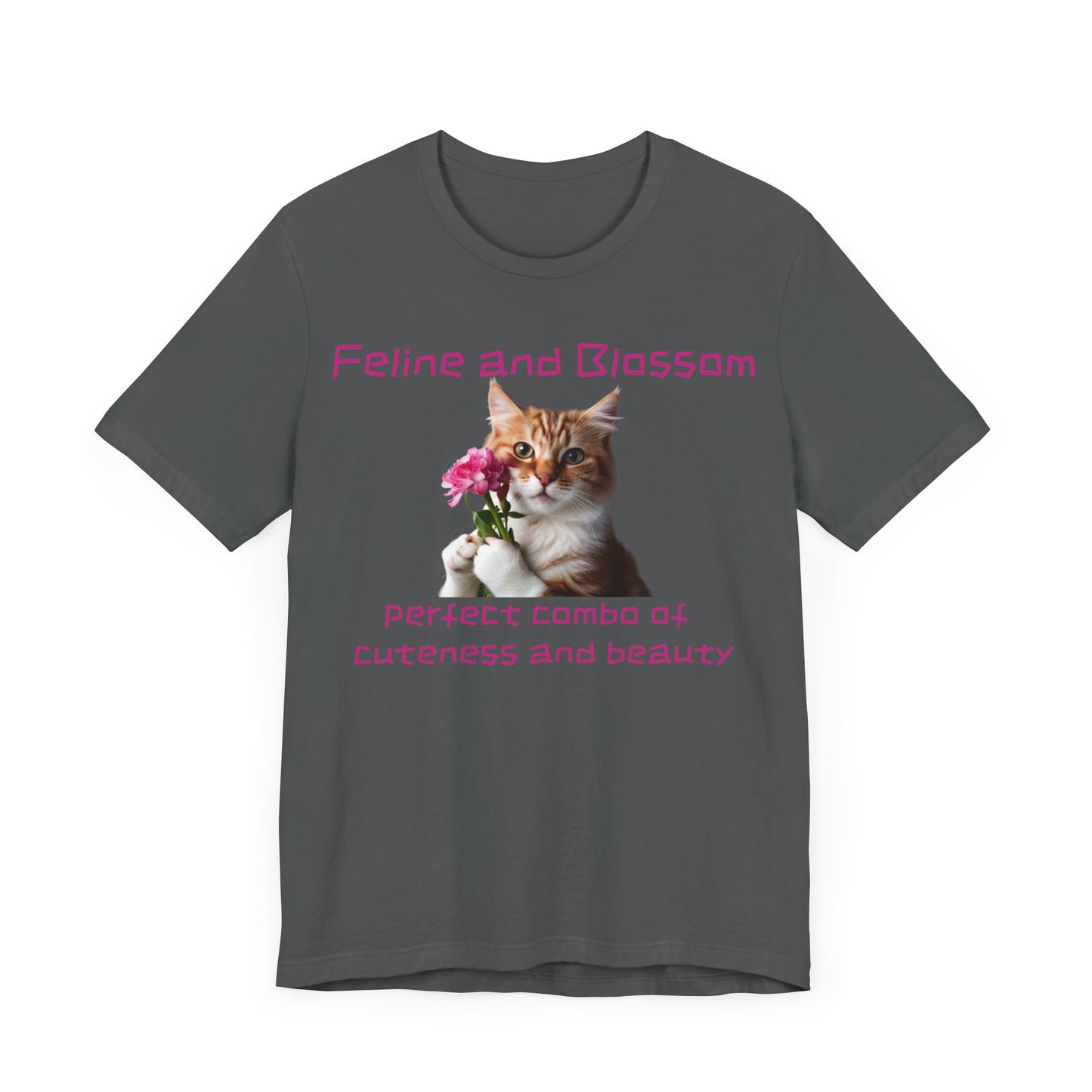 Adorable cat and flower t-shirt, feline, blossom, unisex jersey short sleeve tee