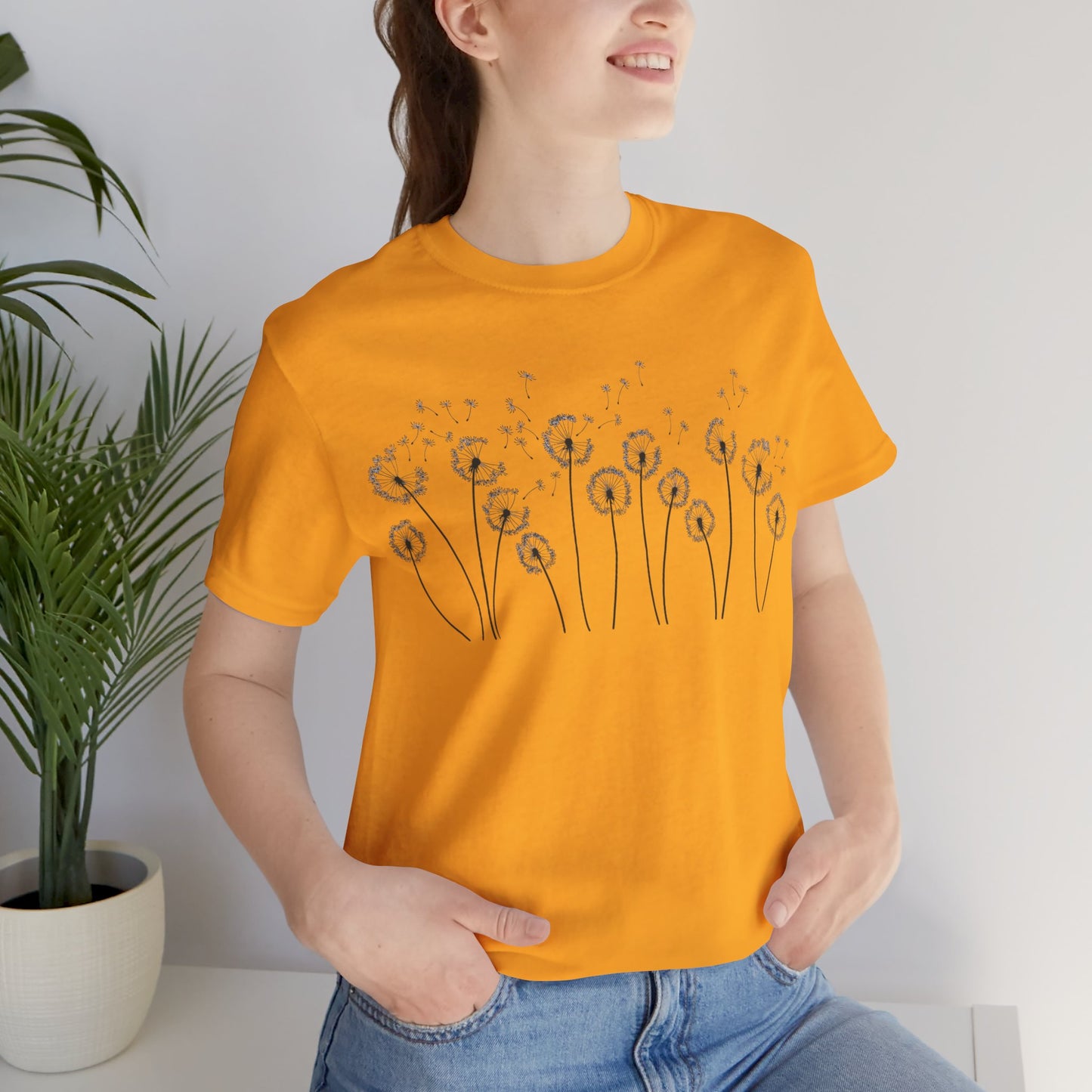 Dandelion Women's Crew Neckline Short Sleeve Tee, Summer Clothes Women, Short Sleeve Crew Neck T-Shirt for Summer, Women's Clothing, Women's Top for casual wear, Unisex, Men and Women Jersey Short Sleeve Tee.