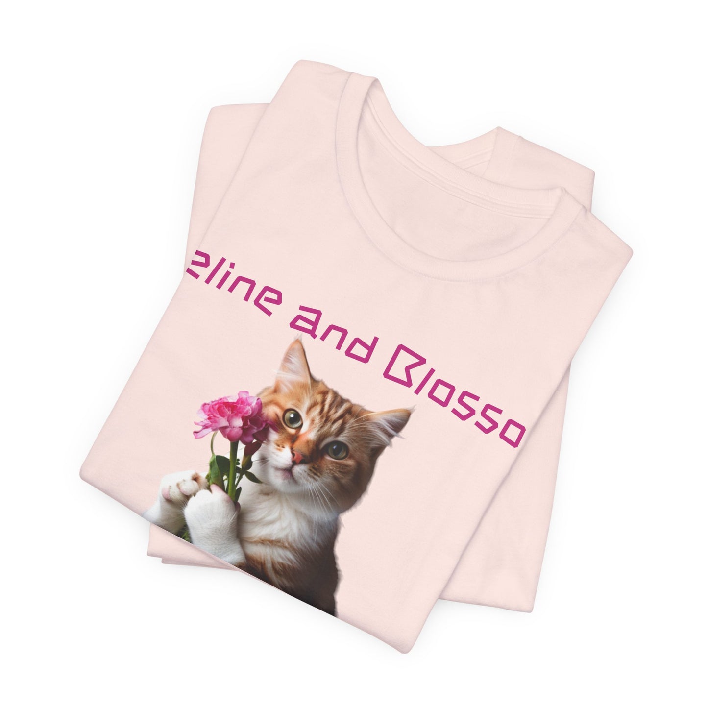 Adorable cat and flower t-shirt, feline, blossom, unisex jersey short sleeve tee