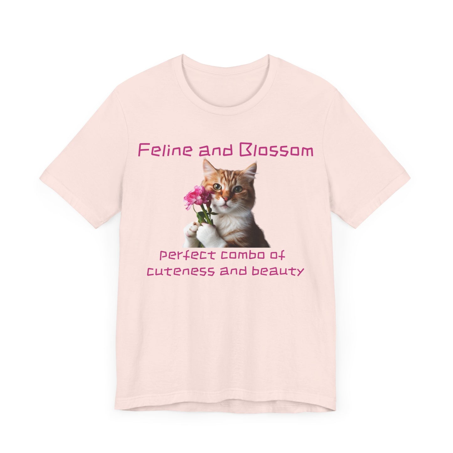 Adorable cat and flower t-shirt, feline, blossom, unisex jersey short sleeve tee