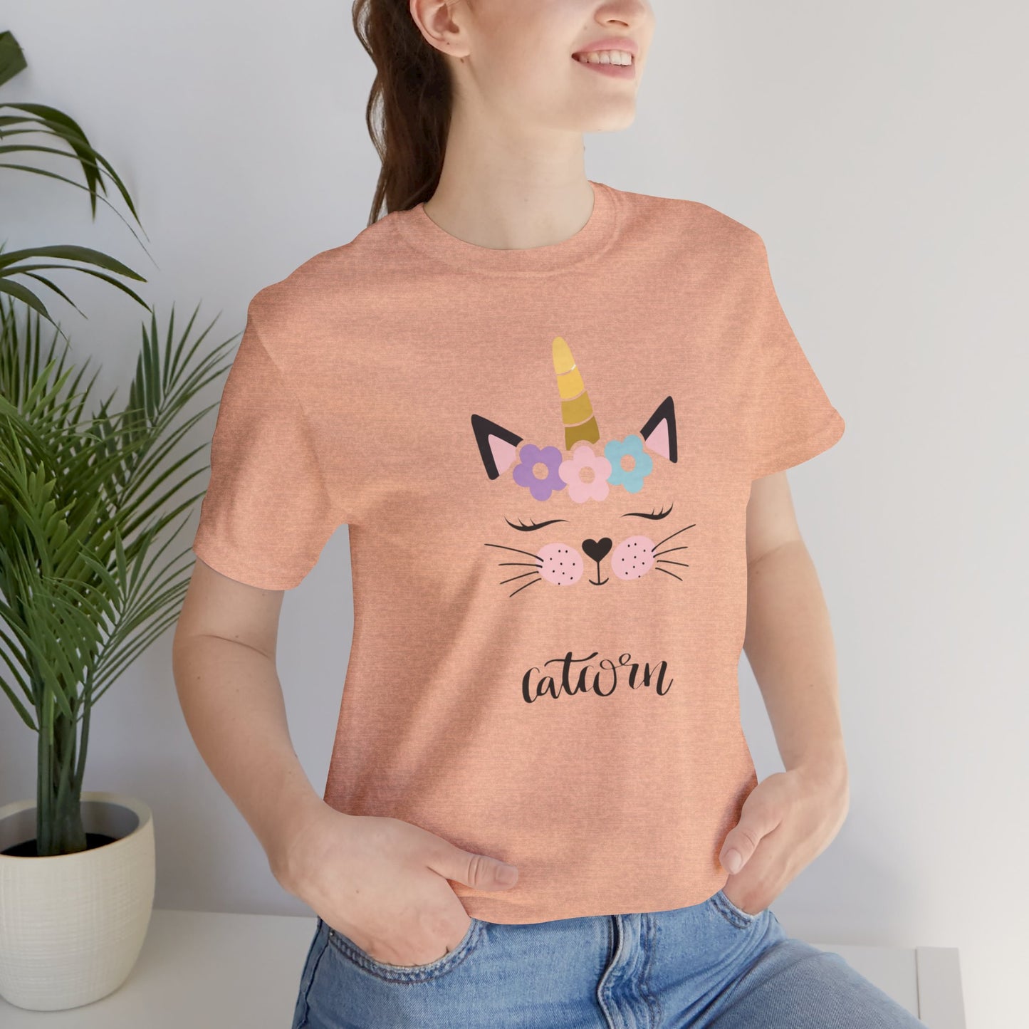 Cat and unicorn t -shirt, cat and unicorn combination, unisex Jersey Short Sleeve Tee