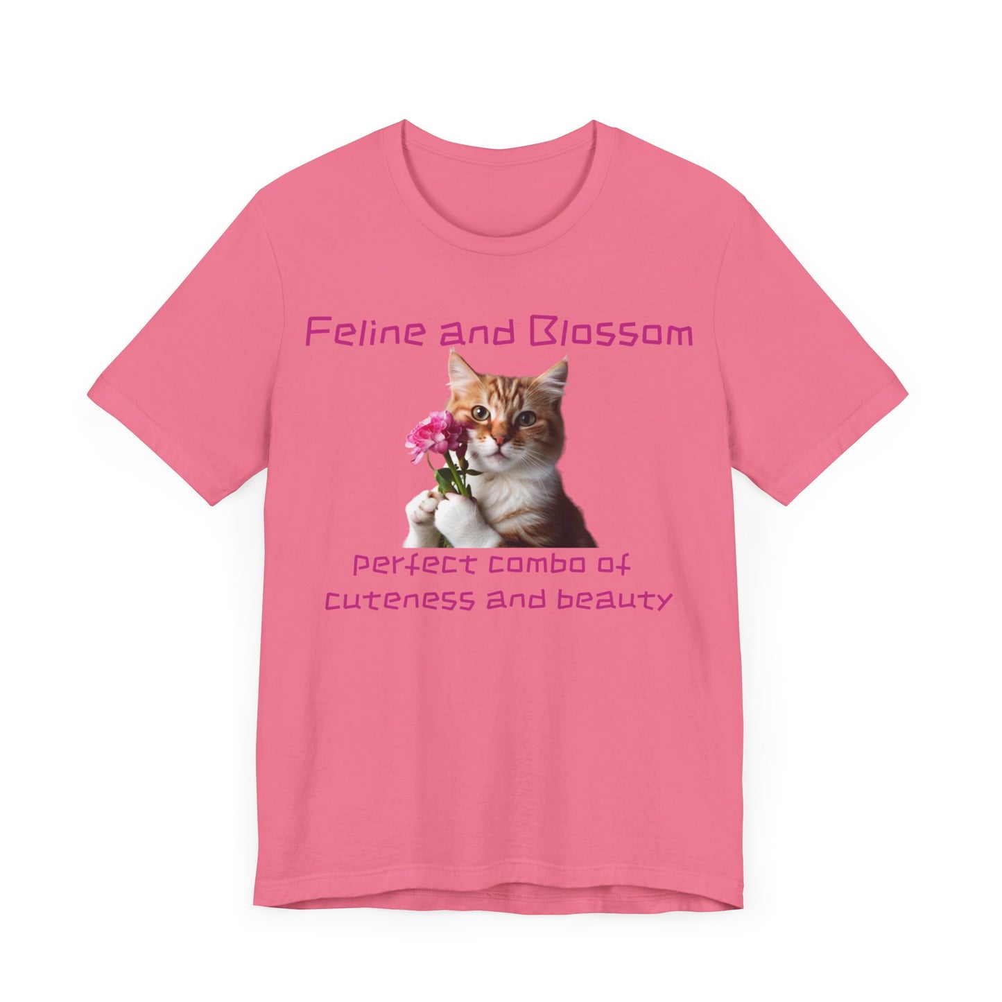 Adorable cat and flower t-shirt, feline, blossom, unisex jersey short sleeve tee